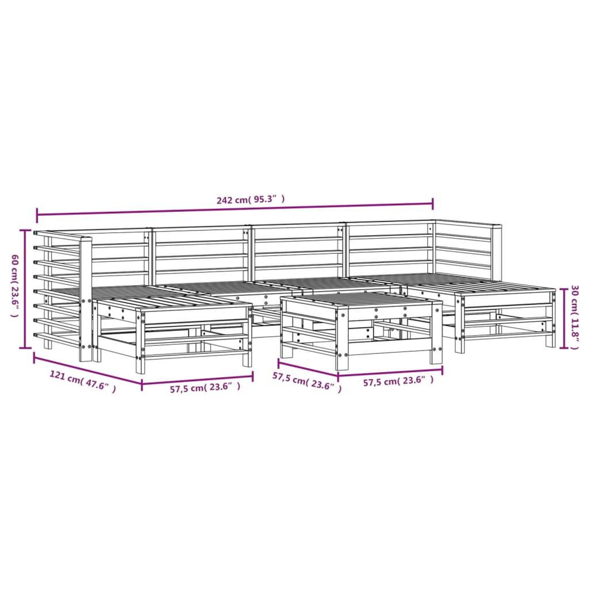 Voir la diapositive 6 : VIDAXL Salon de jardin 7 pcs bois massif douglas