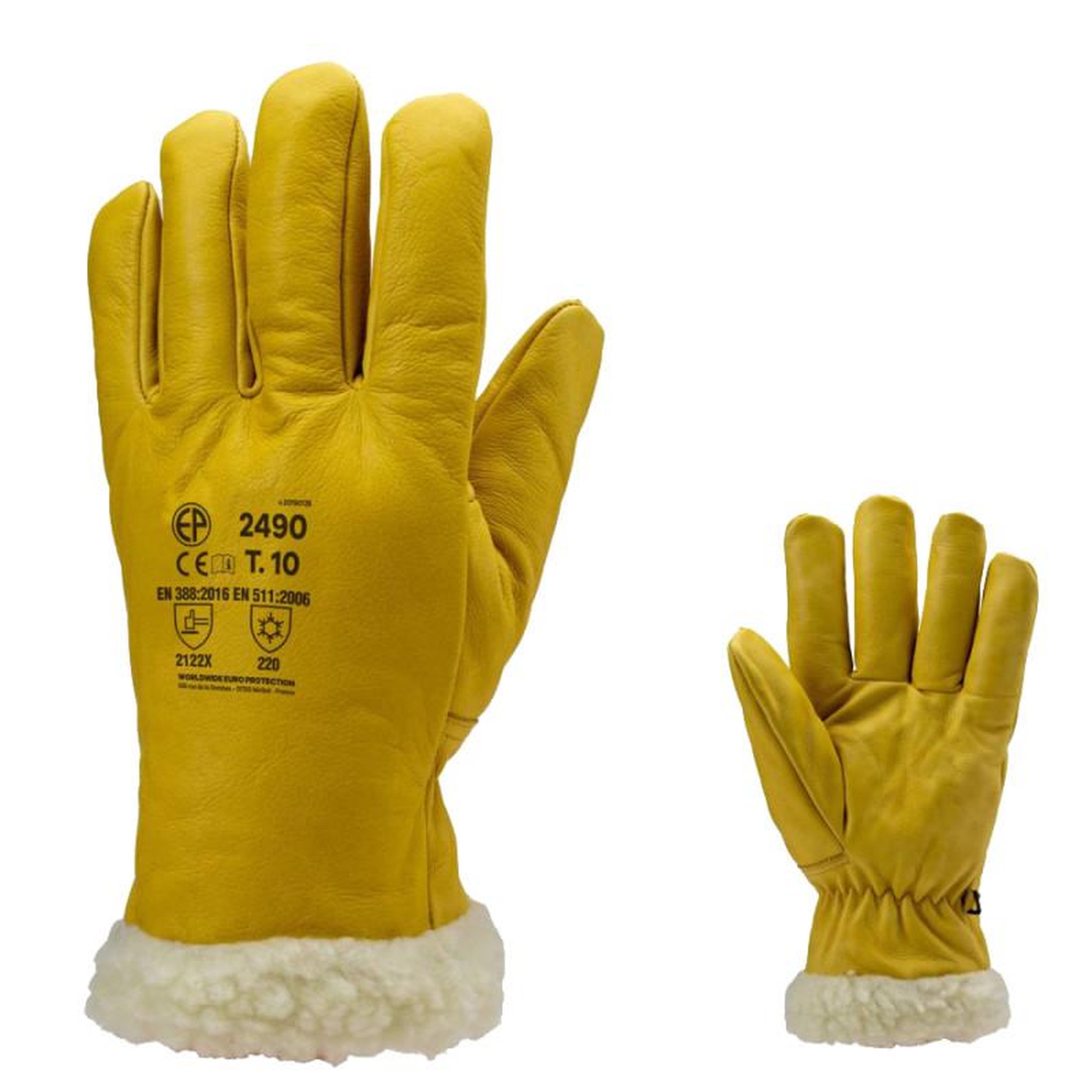 Coverguard Gant américain ISLANDE EUROTECHNIQUE thermique fourré cuir jaune T10 COVERGUARD 2490