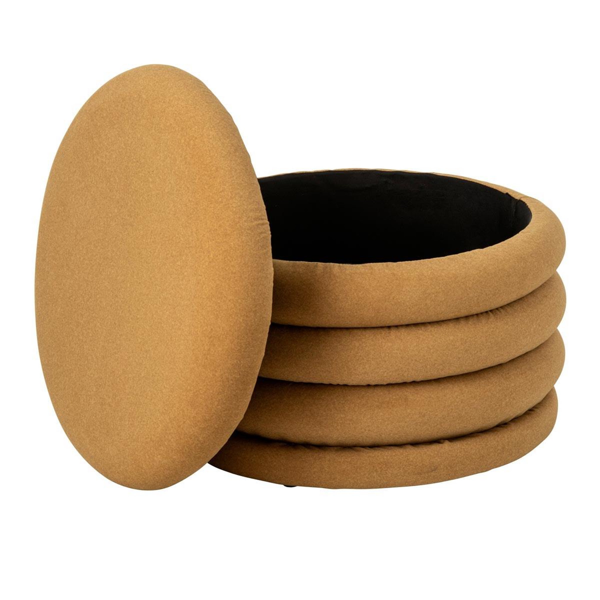 Voir la diapositive 2 : J-LINE Pouf coffre côtelé  mich  59cm ocre