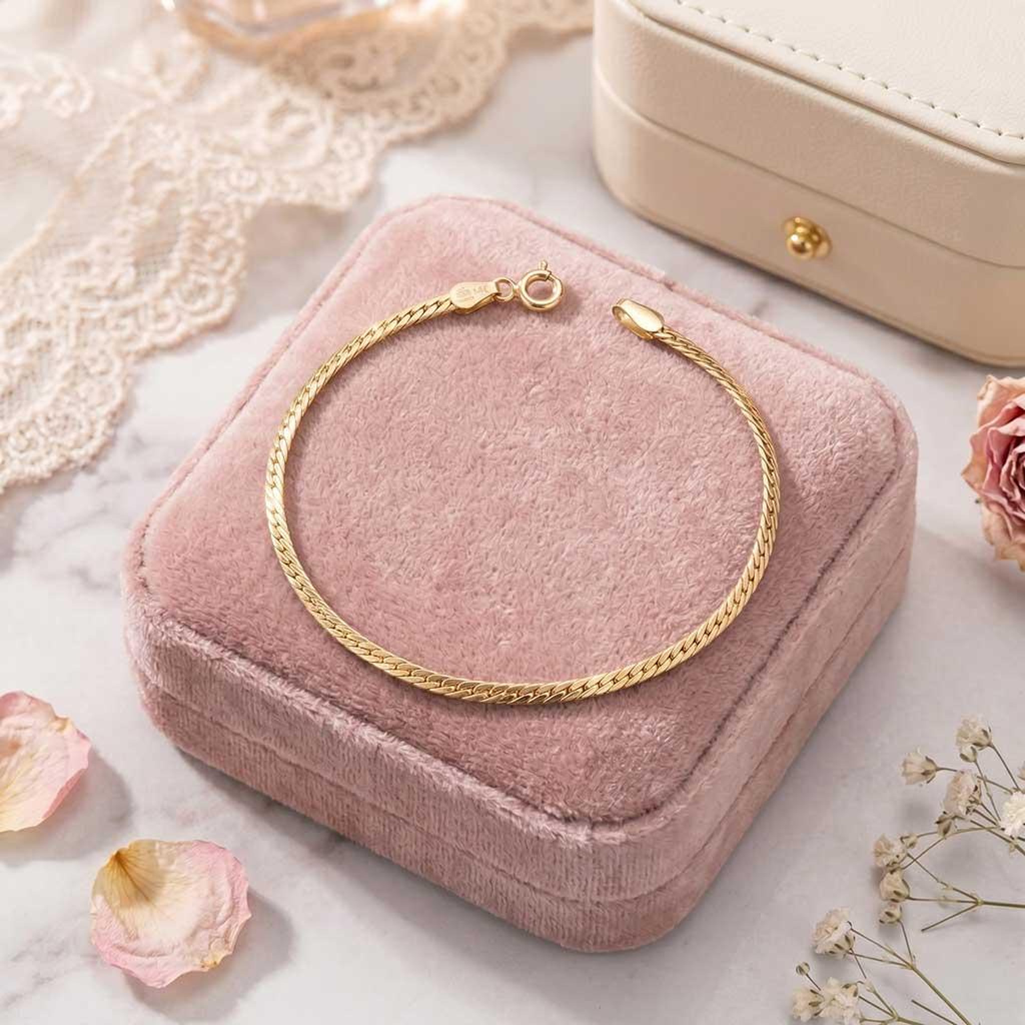 Voir la diapositive 3 : L'ATELIER D'AZUR Bracelet Or Jaune Maille Anglaise - Femme