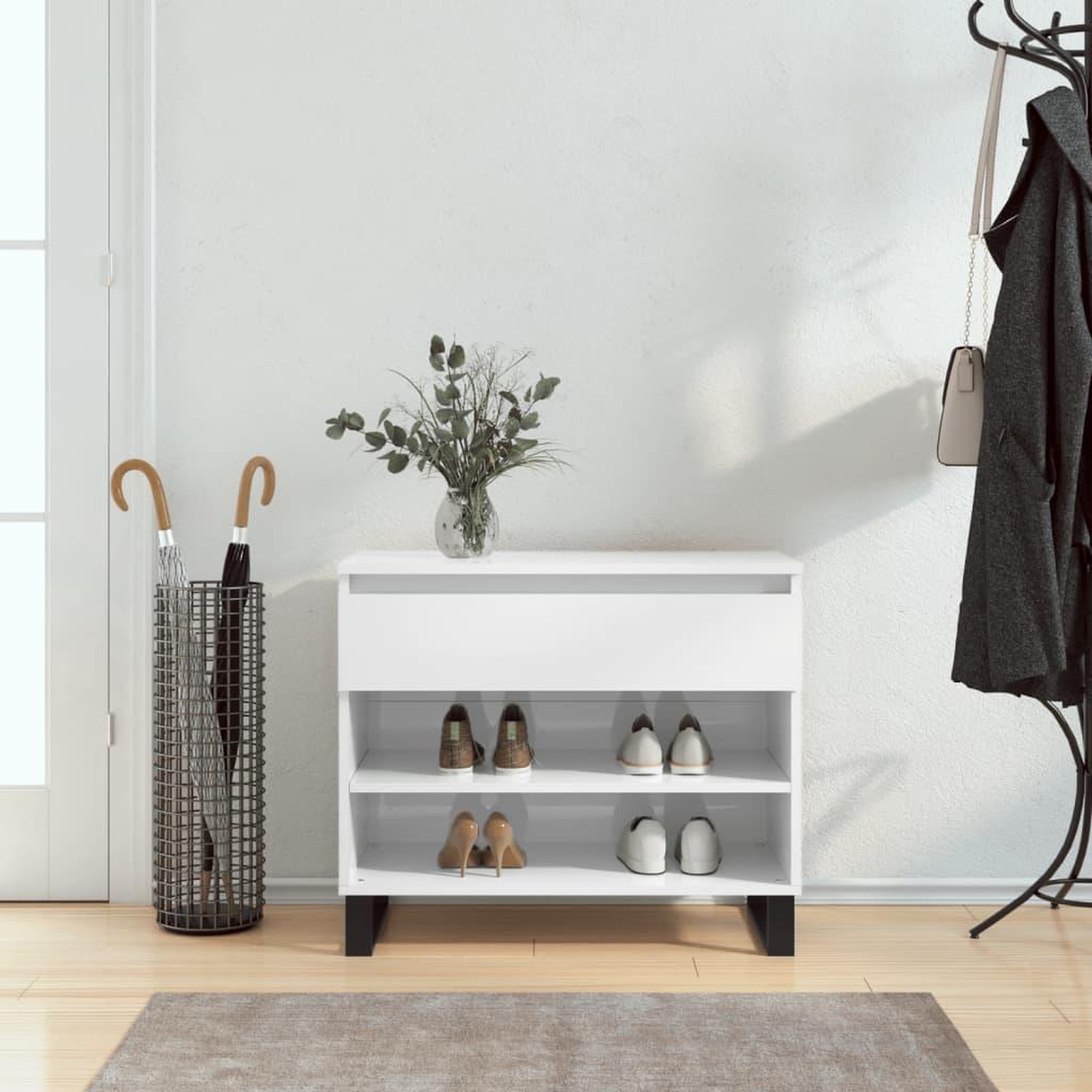 VIDAXL Armoire a chaussure Blanc brillant 70x36x60 cm Bois ingenierie