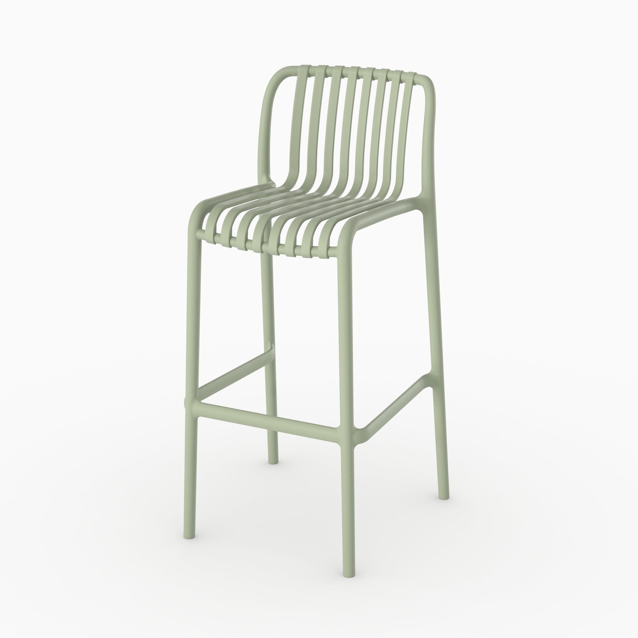 Voir la diapositive 6 : MAISON PAVANE Lot de 2 chaises de bar de jardin 76 cm en plastique vert pastel-Duli