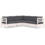 Voir la diapositive 2 : VIDAXL Salon de jardin 5 pcs avec coussins blanc bois de pin solide