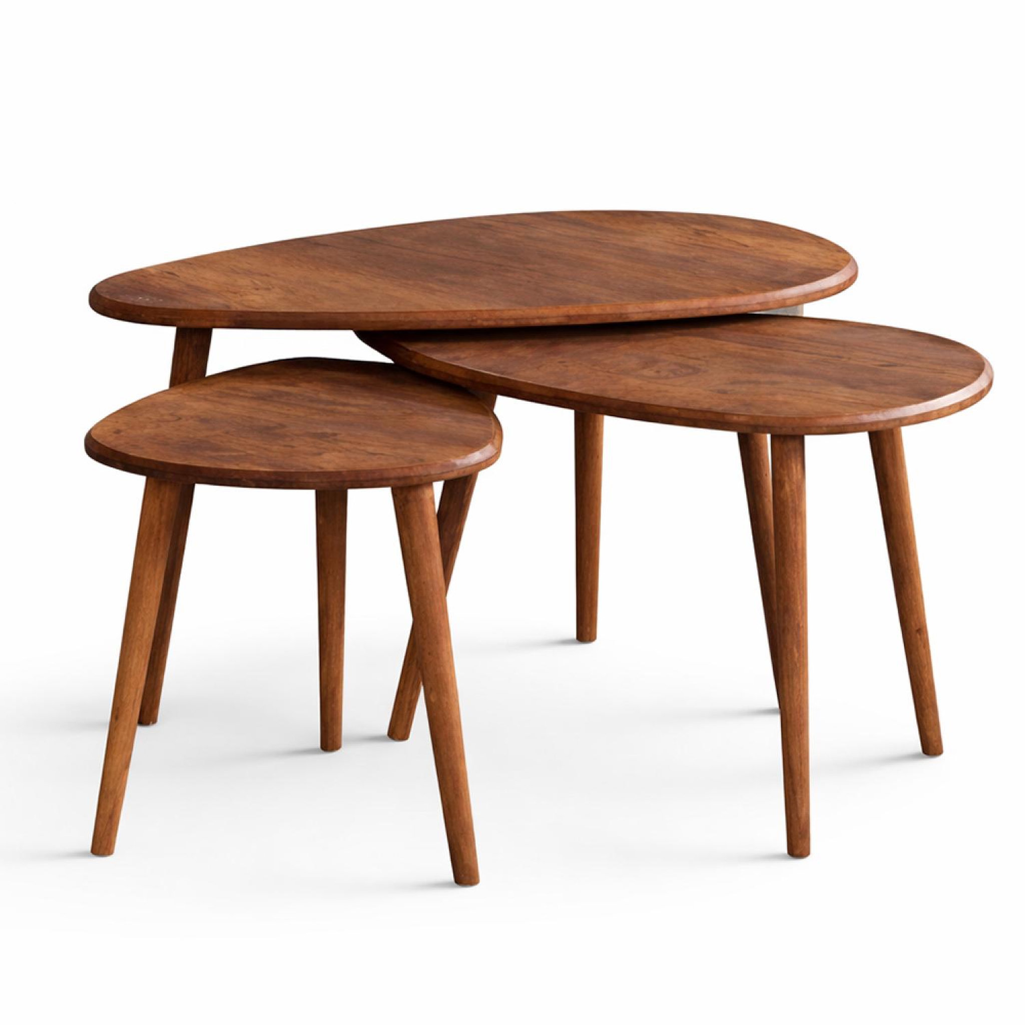CONCEPT USINE Set de 3 tables gigognes design effet noyer tira