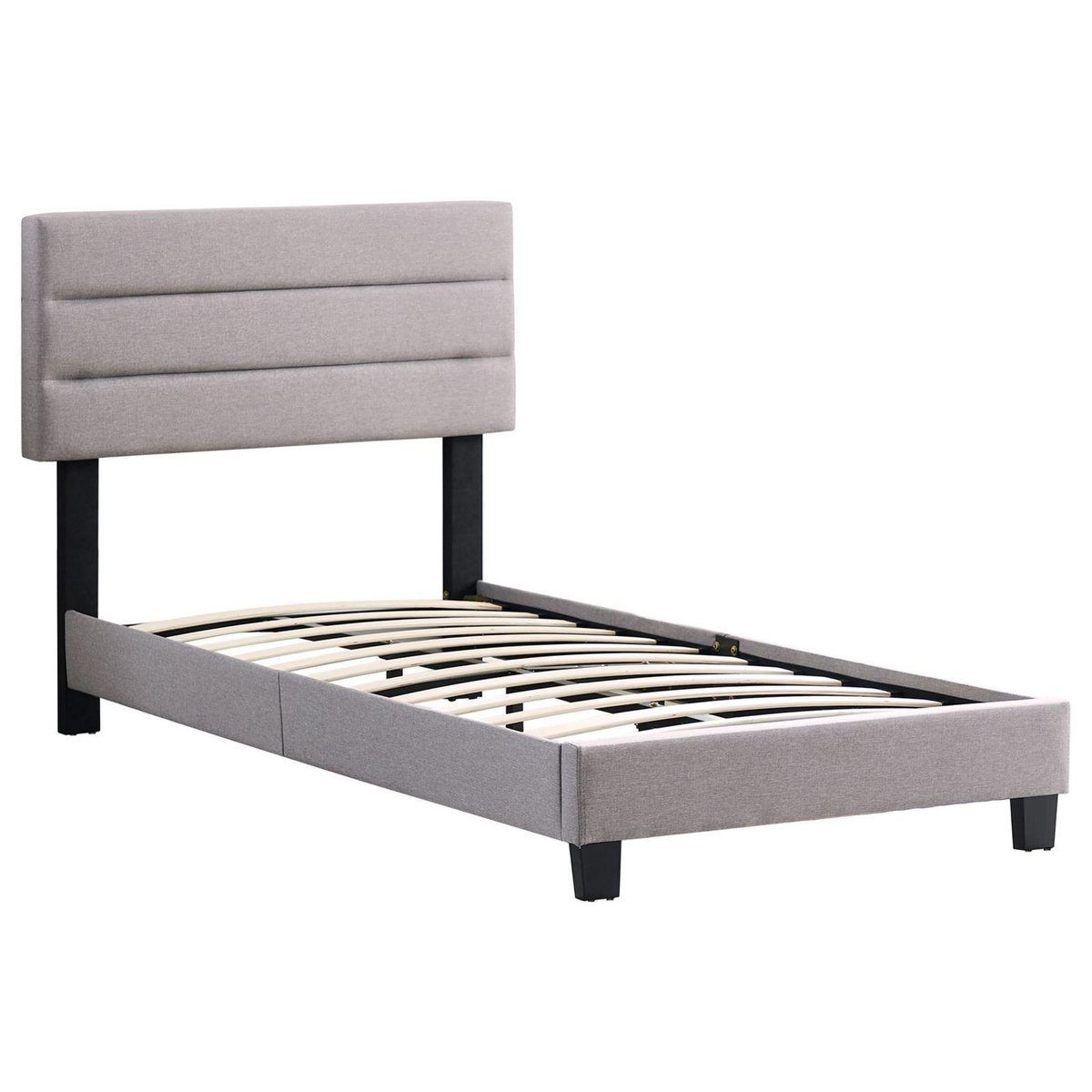 IDIMEX Lit 1 place FLORIDA, 90 x 190 cm, capitonné avec sommier, revêtement en tissu