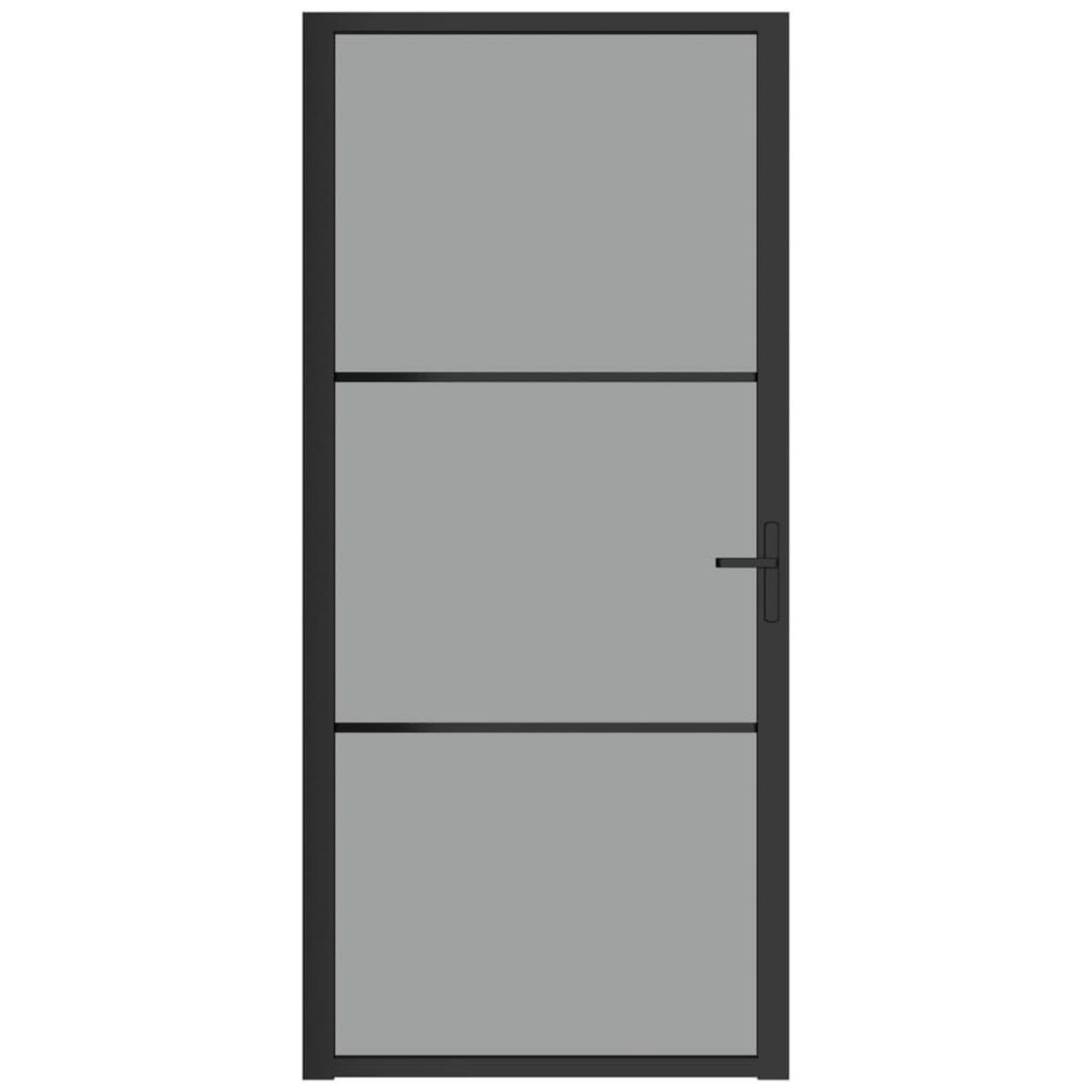 VIDAXL Porte interieure 93x201,5 cm Noir Verre ESG et aluminium