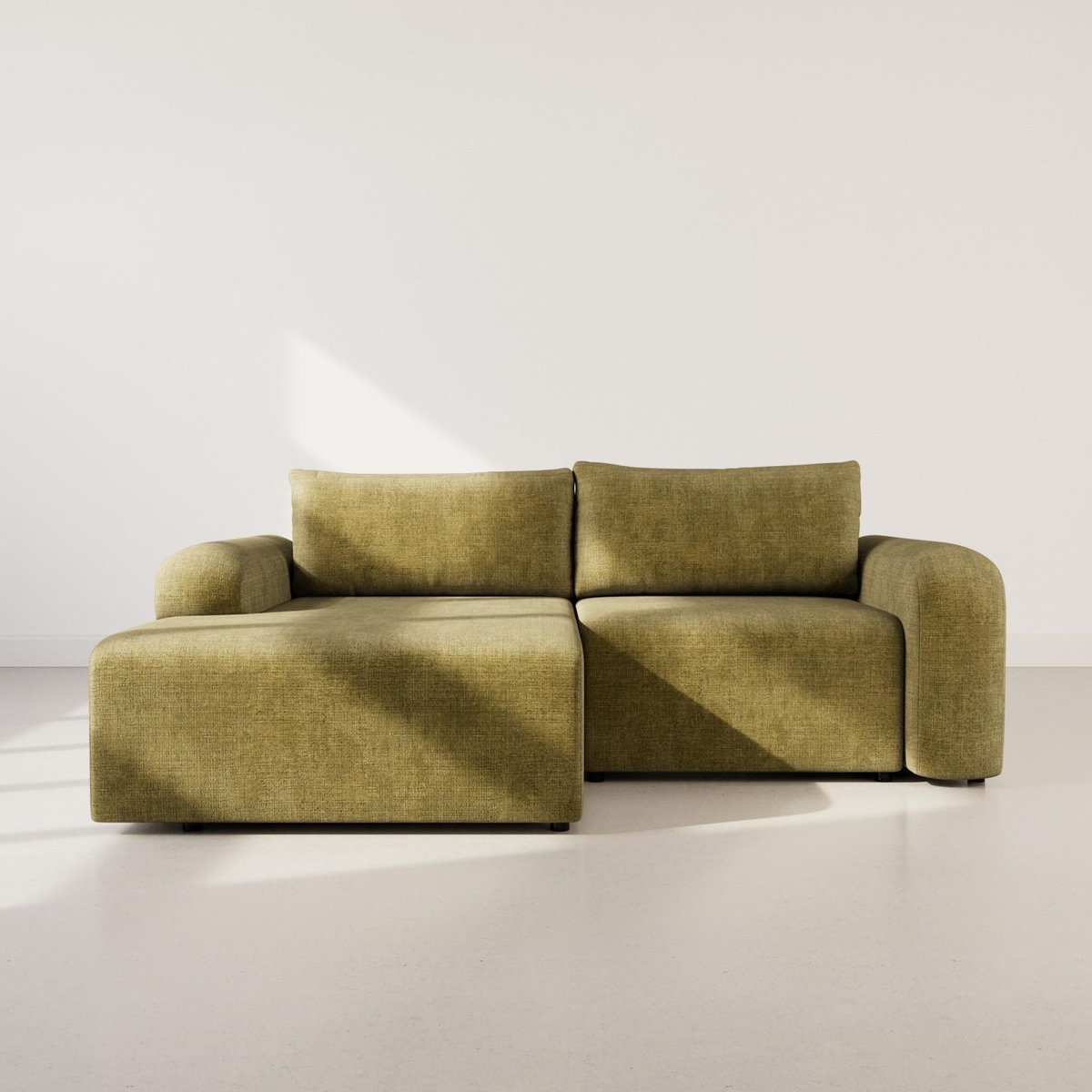 BEST MOBILIER Rebecca - canapé d'angle gauche 4 places convertible avec coffre en velours texturé