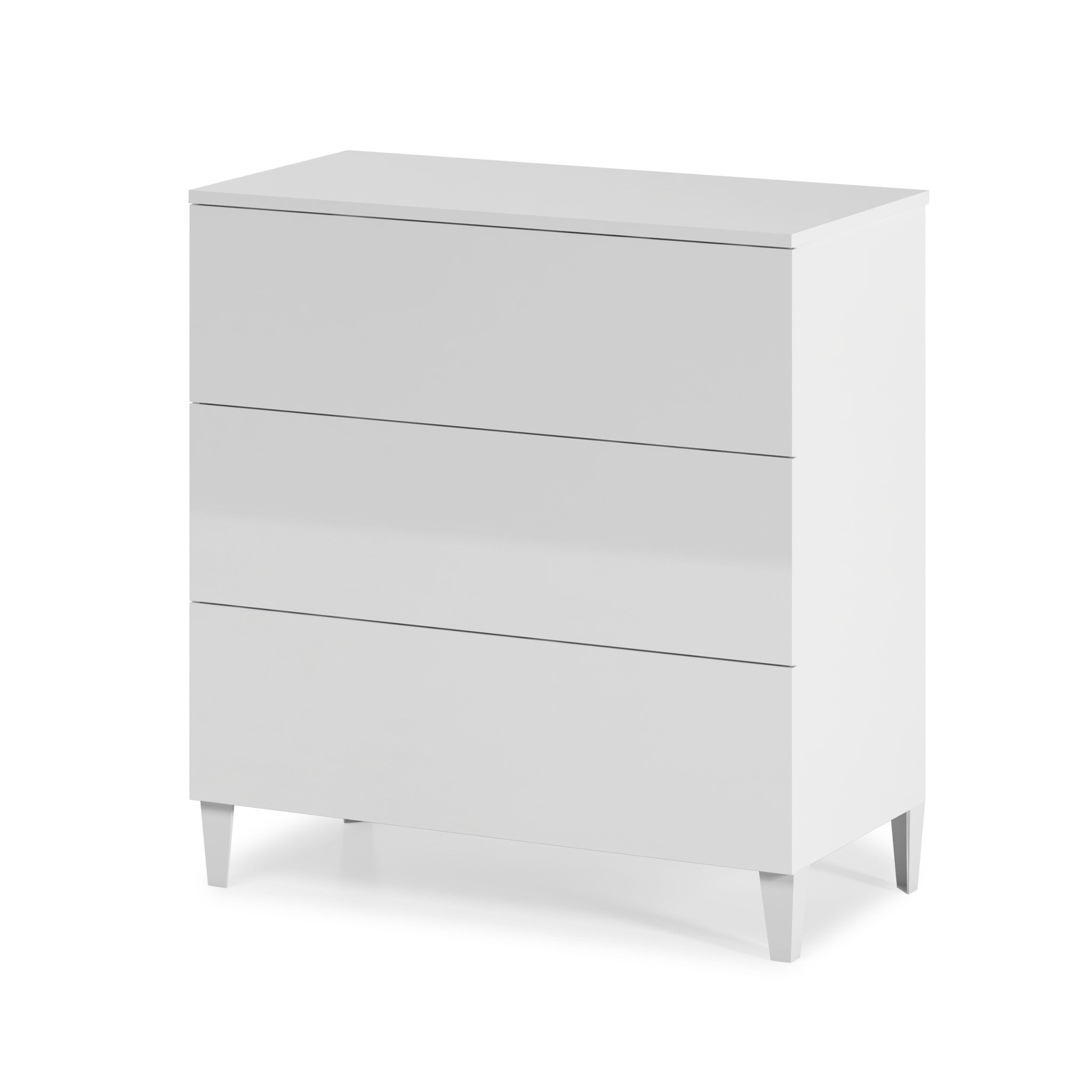 Voir la diapositive 1 : VS VENTA-STOCK Commode 3 tiroirs Vera Couleur Blanc Brillant, Largeur 80 cm