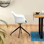 IDIMEX Chaise de salle à manger pivotante IRIDA, fauteuil de bureau design, en plastique blanc et piètement en métal noir