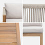 Voir la diapositive 4 : SWEEEK Salon de jardin d'angle bois d'acacia. corde et polyester 3 places table rectangulaire naturel et beige