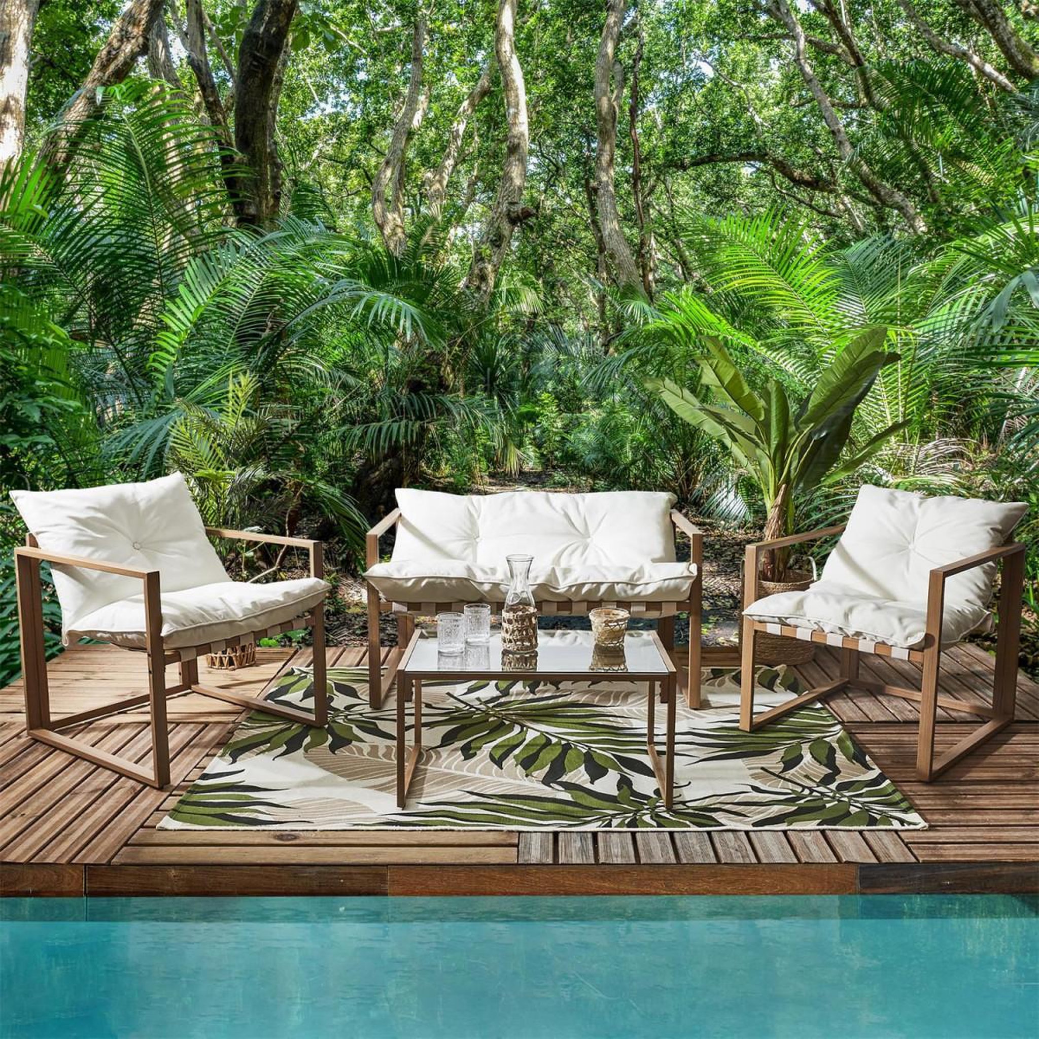 Voir la diapositive 5 : The Home Deco Factory Salon de jardin 4 places  cagliari  118cm blanc