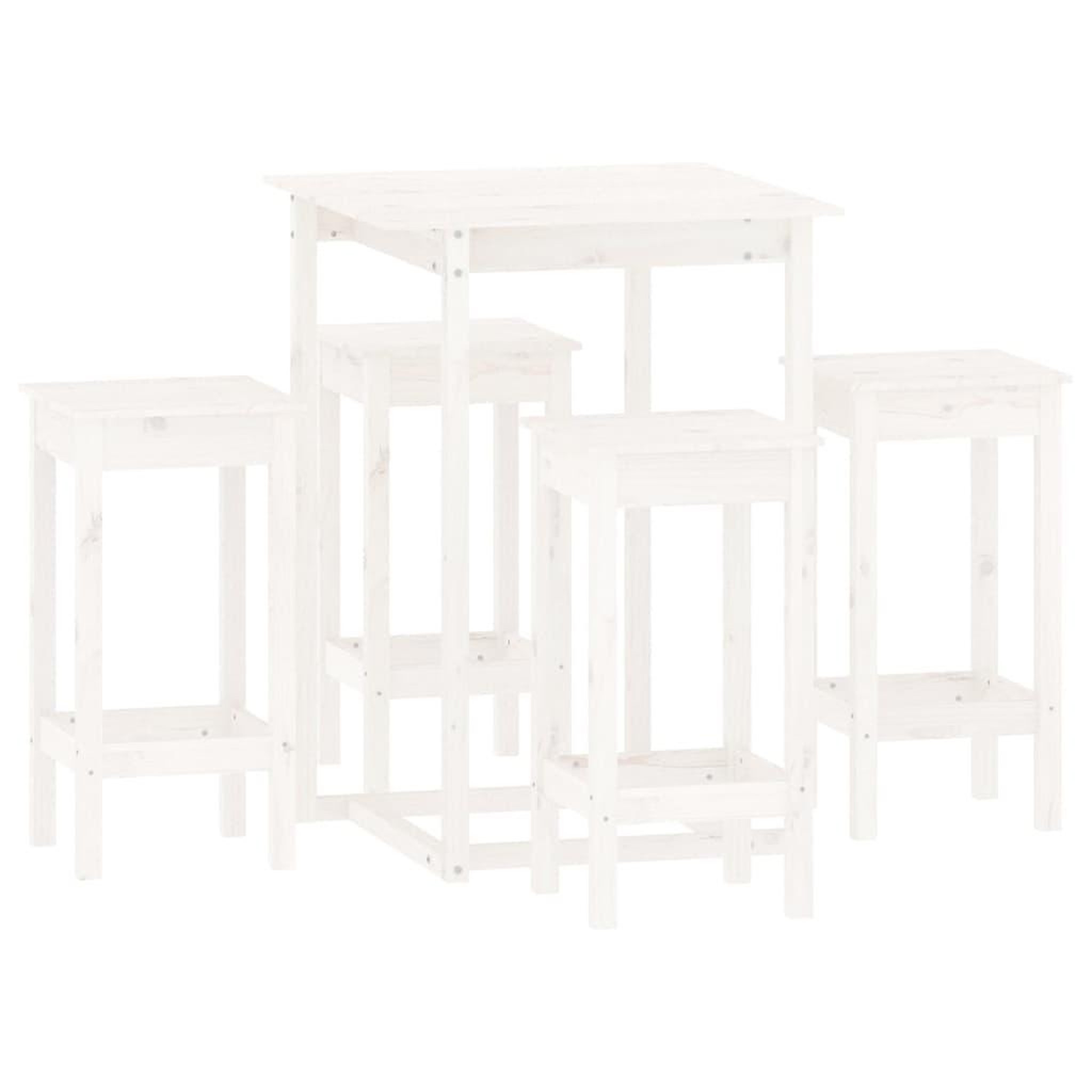 Voir la diapositive 2 : VIDAXL Ensemble de bar 5 pcs Blanc Bois de pin massif