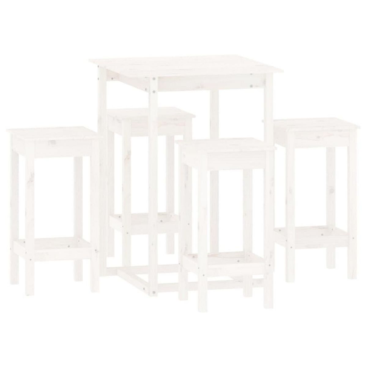 VIDAXL Ensemble de bar 5 pcs Blanc Bois de pin massif