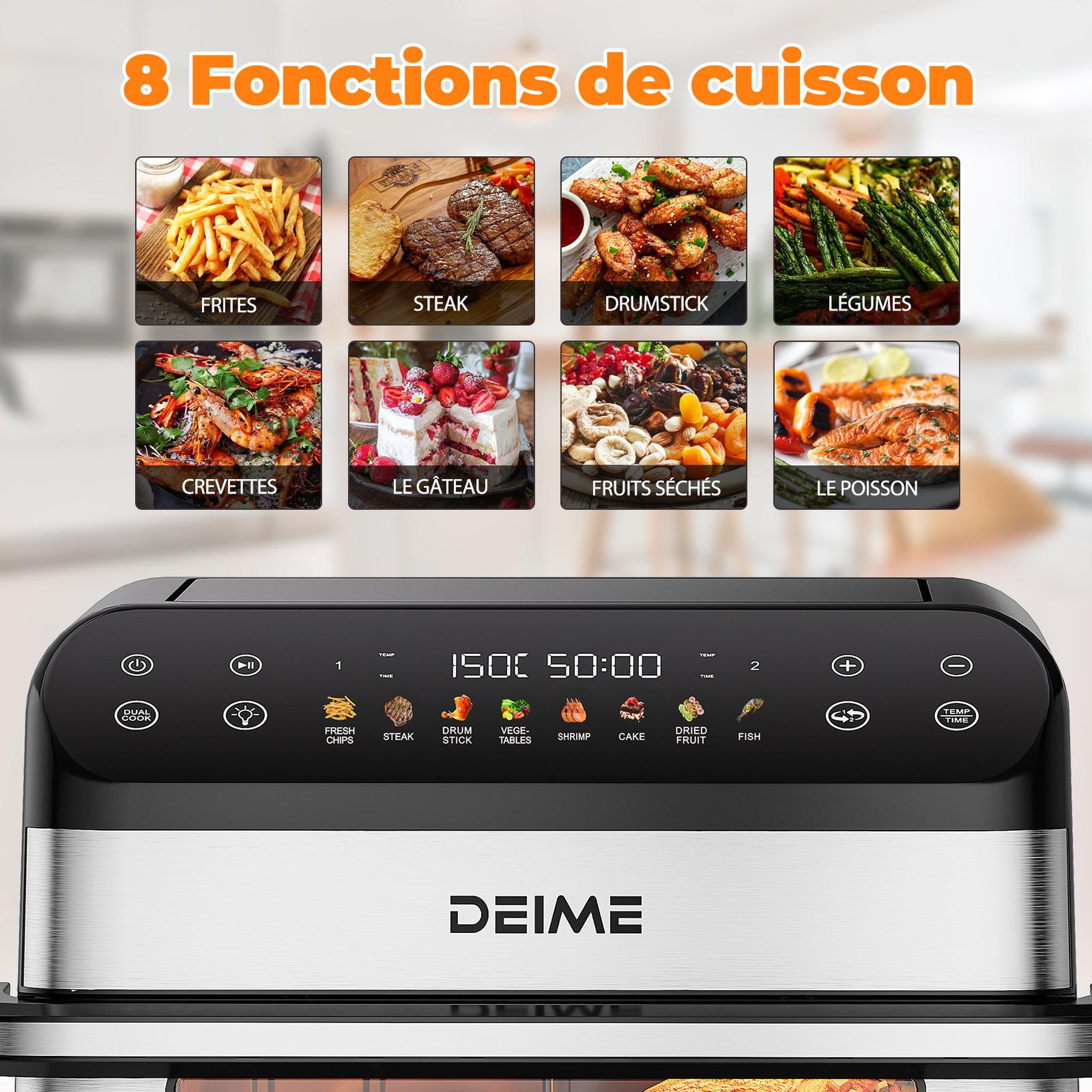 Voir la diapositive 4 : DEIME DEIME 10 l 2400 w double bac avec fenêtre de cuisson – inox