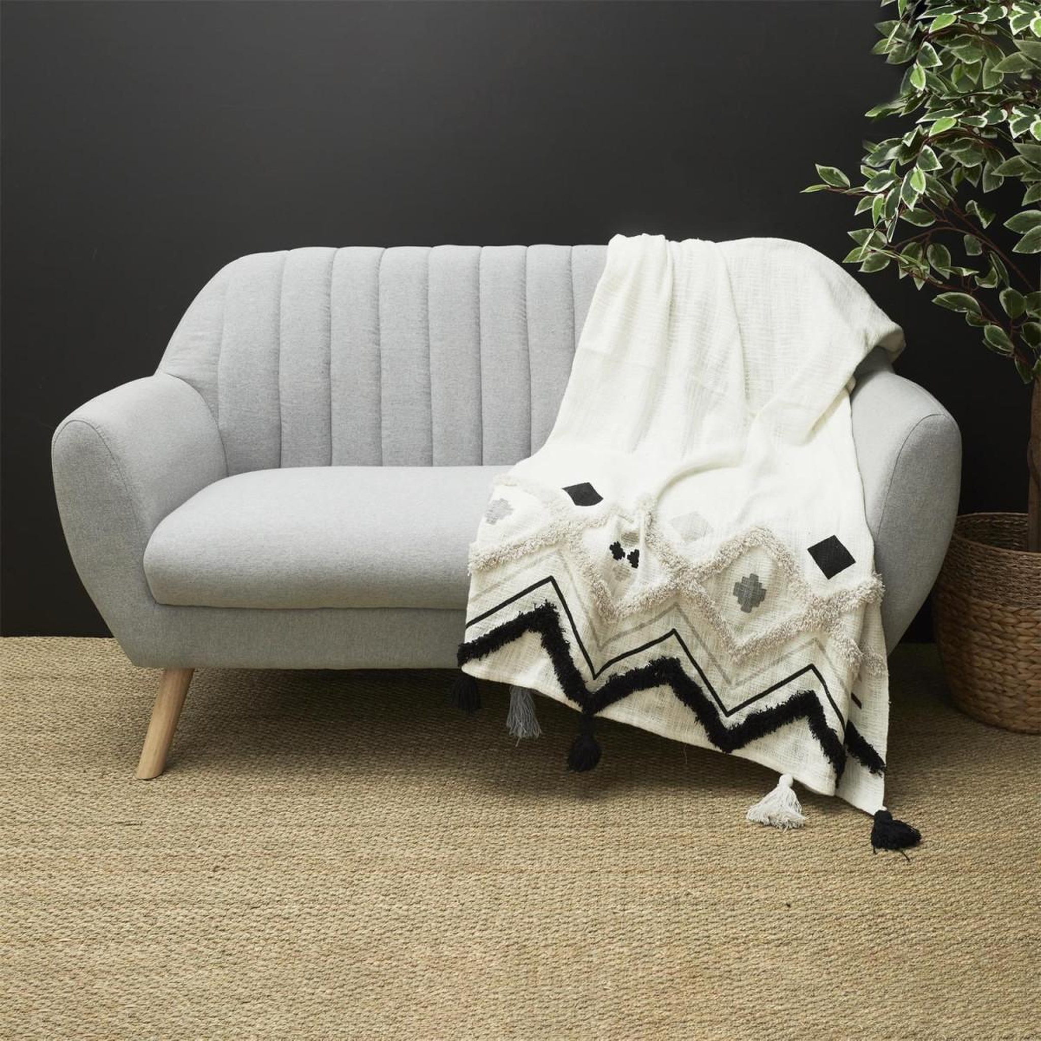 Voir la diapositive 3 : The Home Deco Factory Jeté de canapé tufté  ethnique  130x150cm blanc