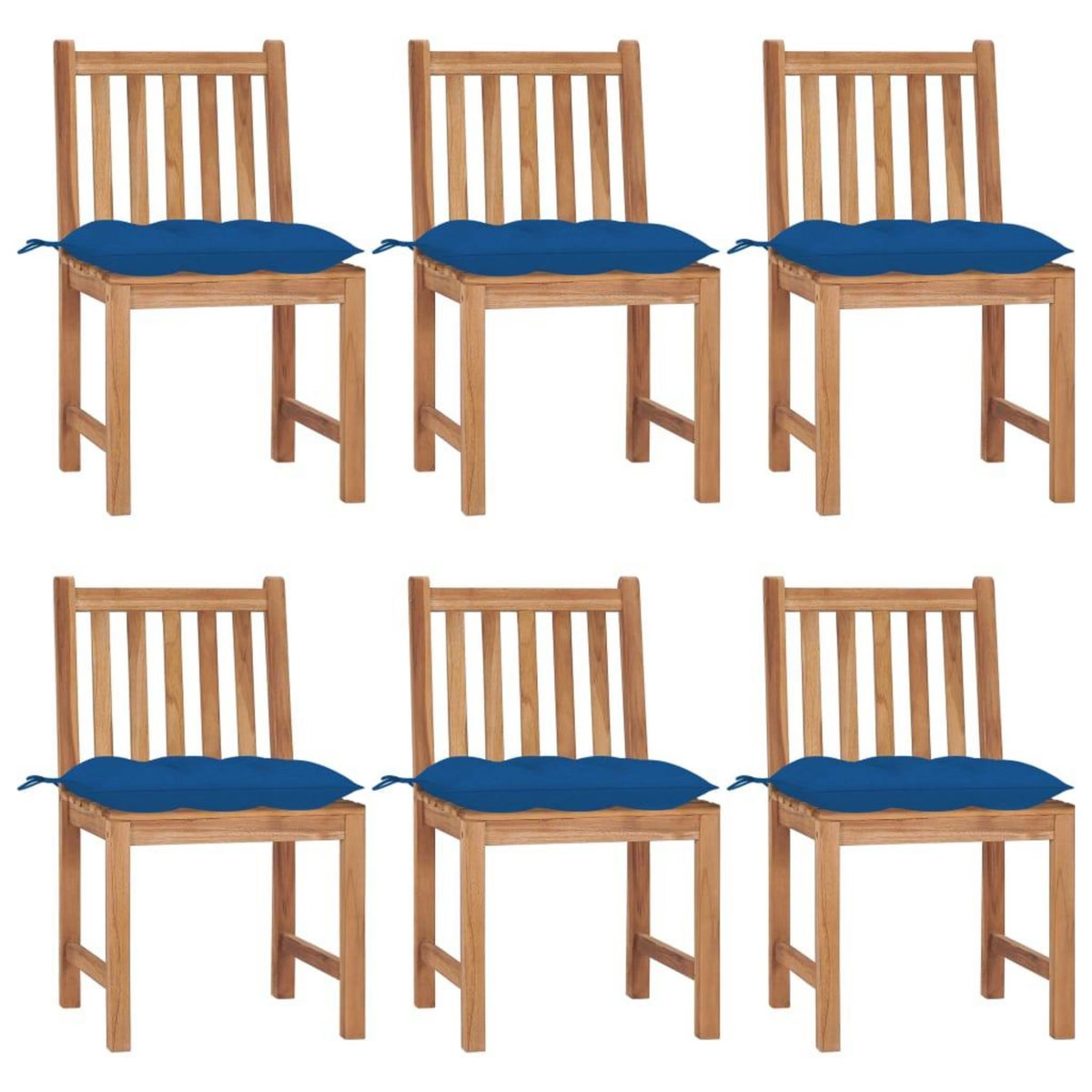 VIDAXL Chaises de jardin lot de 6 avec coussins Bois de teck massif