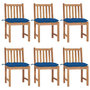 Voir la diapositive 1 : VIDAXL Chaises de jardin lot de 6 avec coussins Bois de teck massif