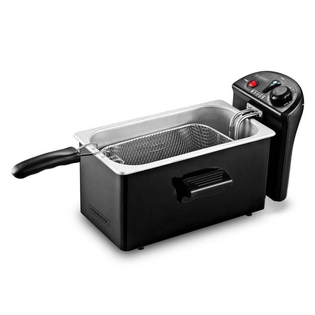 KITCHENCOOK Kitchencook - Friteuse 3l Inox Semi Pro - 2100w - Couvercle Avec Fenêtre - Rangement Compact - Pieds Antidérapants
