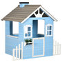 Voir la diapositive 4 : OUTSUNNY Maison de jeux enfant - jeu plein air maisonnette enfant - dim. 151L x 112l x 142H cm - bois sapin bleu blanc gris