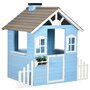 OUTSUNNY Maison de jeux enfant - jeu plein air maisonnette enfant - dim. 151L x 112l x 142H cm - bois sapin bleu blanc gris