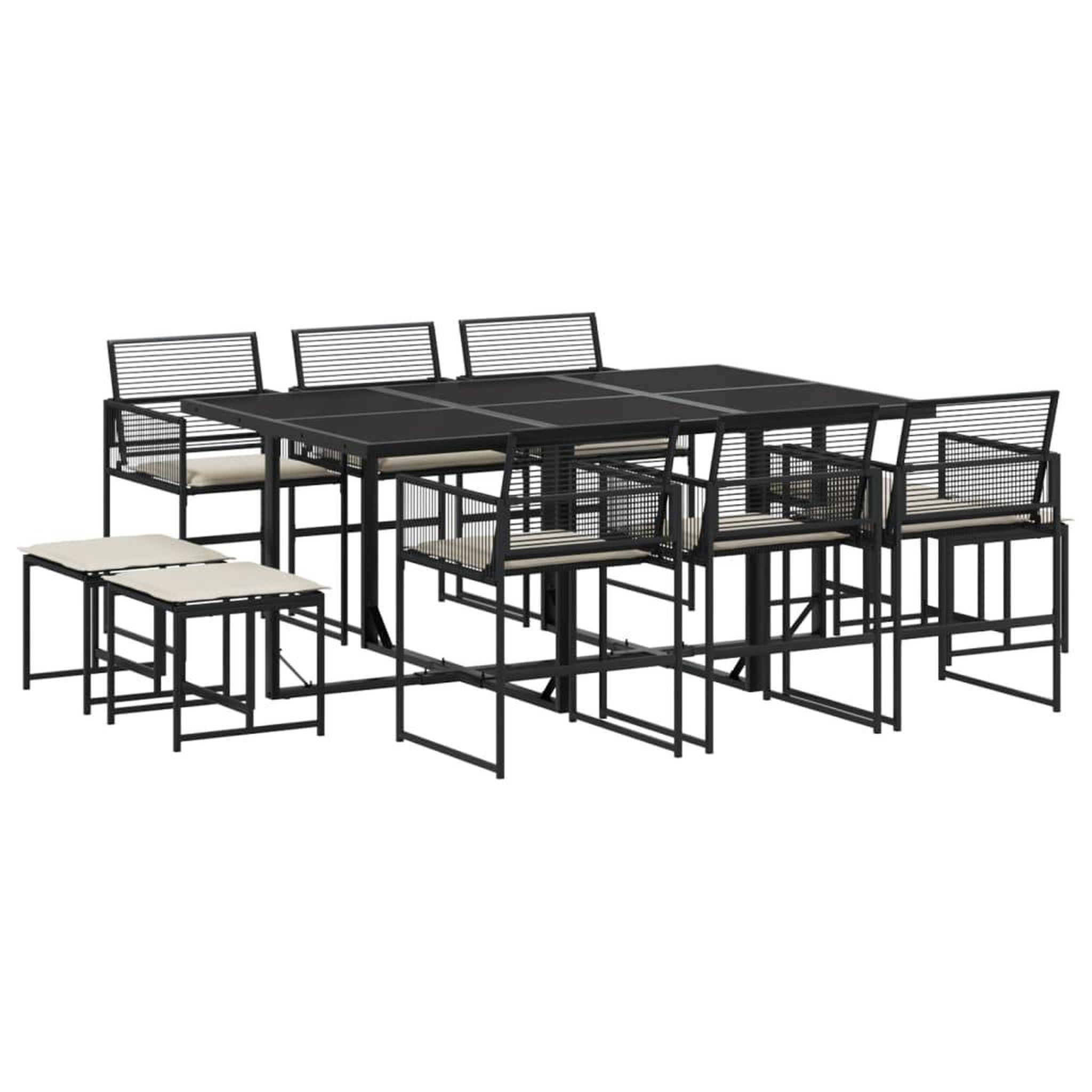 Voir la diapositive 2 : VIDAXL Ensemble a manger de jardin 11 pcs coussins noir resine tressee