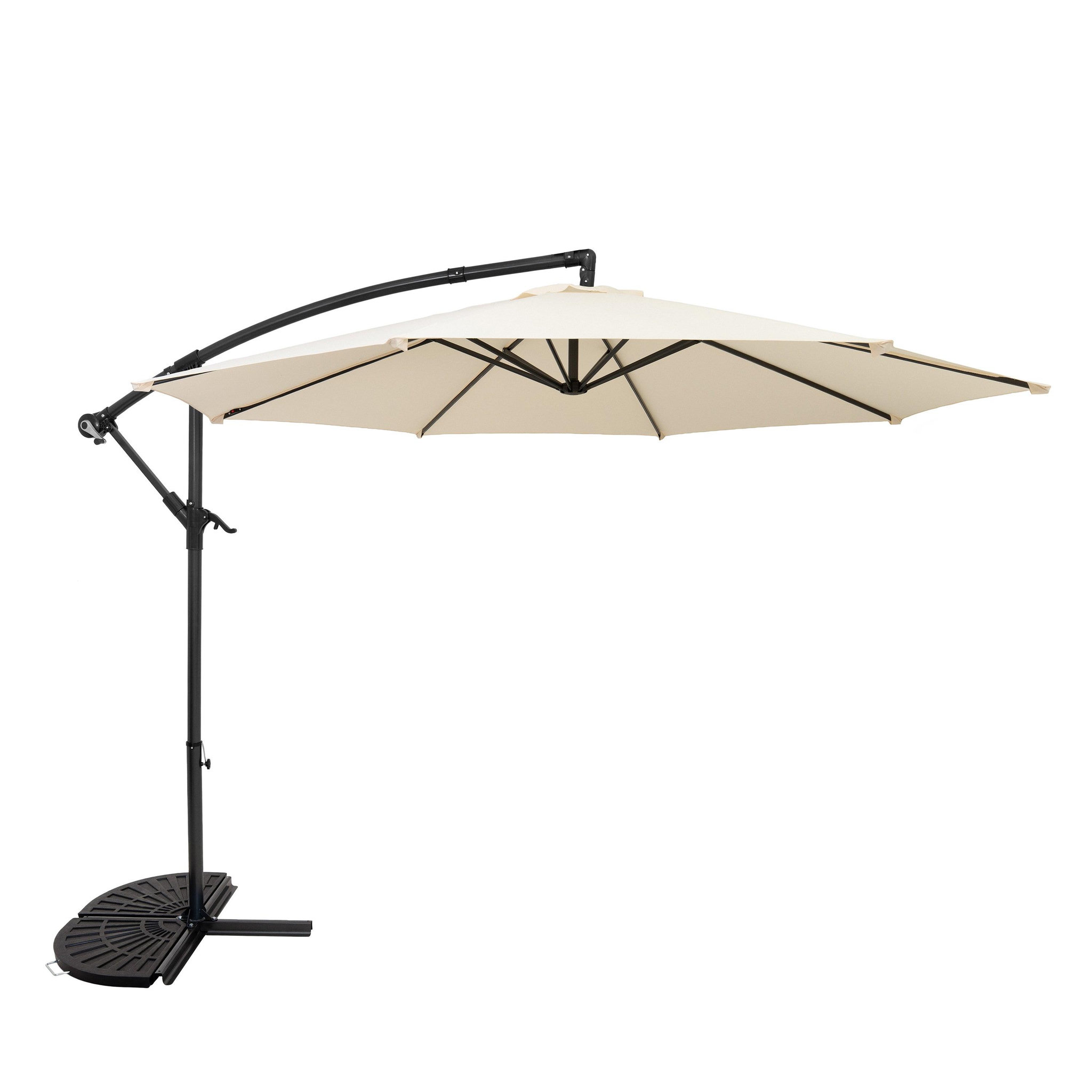 Voir la diapositive 1 : Monster Parasol Banane à Mât Déporté 3 m & 2 Pieds en Éventail
