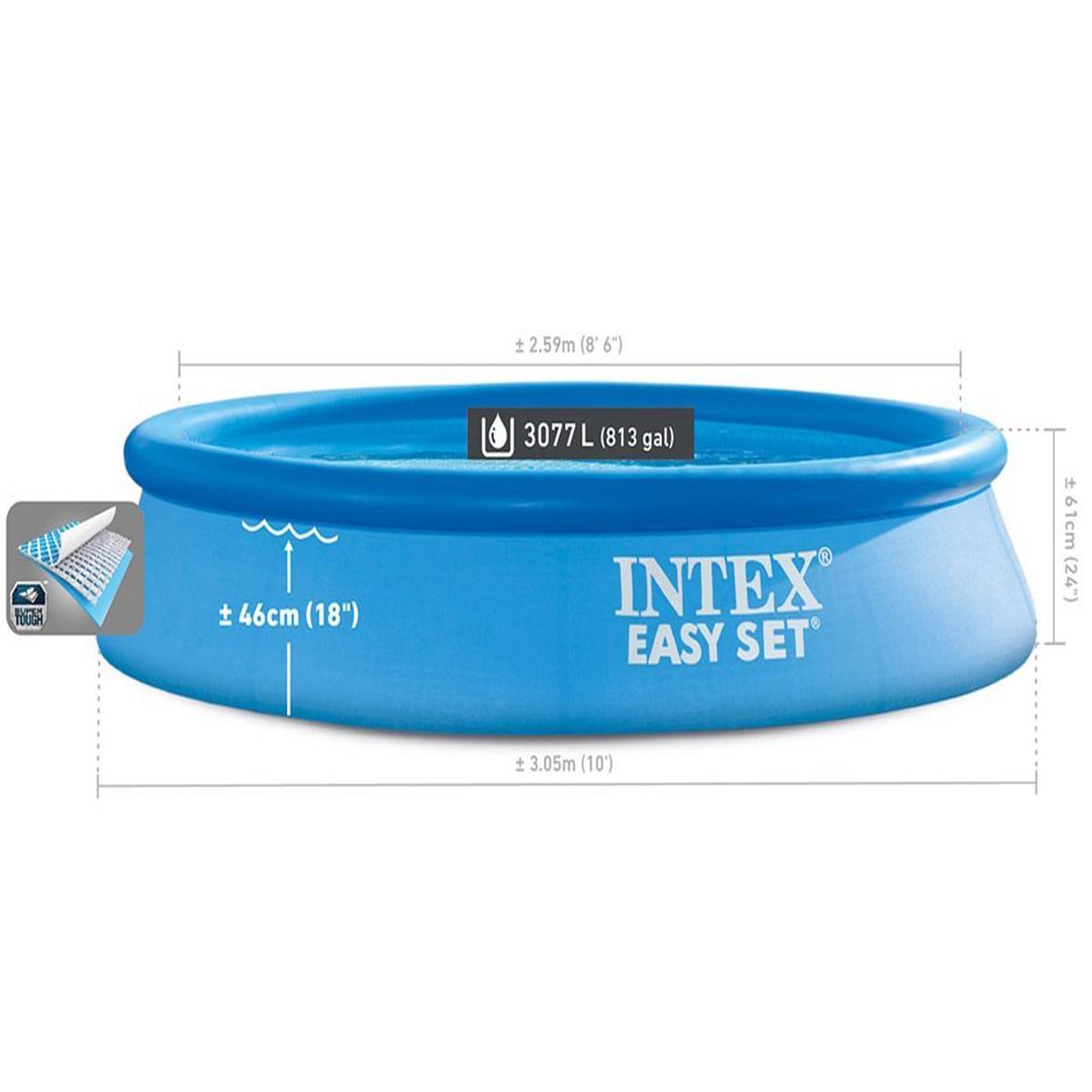 Voir la diapositive 3 : INTEX Piscine autoportée easy set 3,05  x 0,61 m (avec filtration) - intex