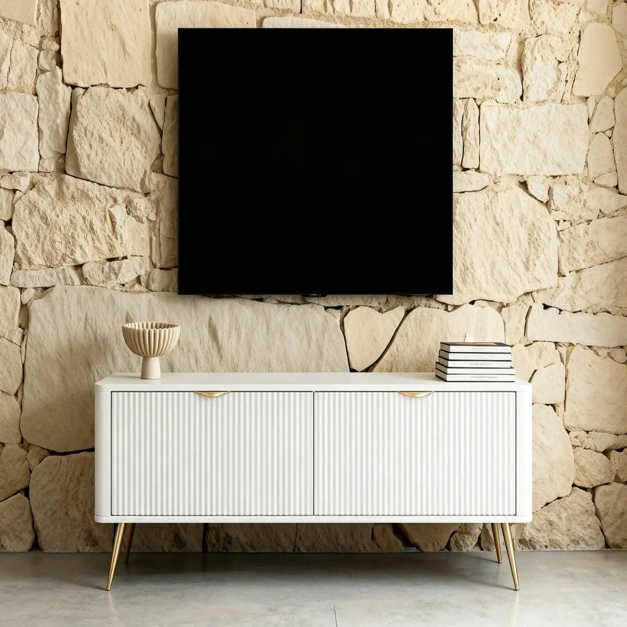 Voir la diapositive 2 : CASANOVA PARIS Joudy mini - mini meuble tv 163cmeffet rainuré