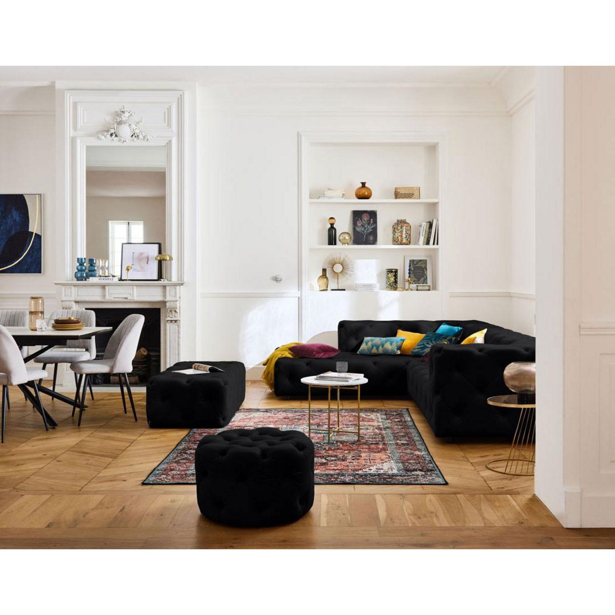 LISA DESIGN Gallata - canapé chesterfield d'angle gauche - 5 places - en velours