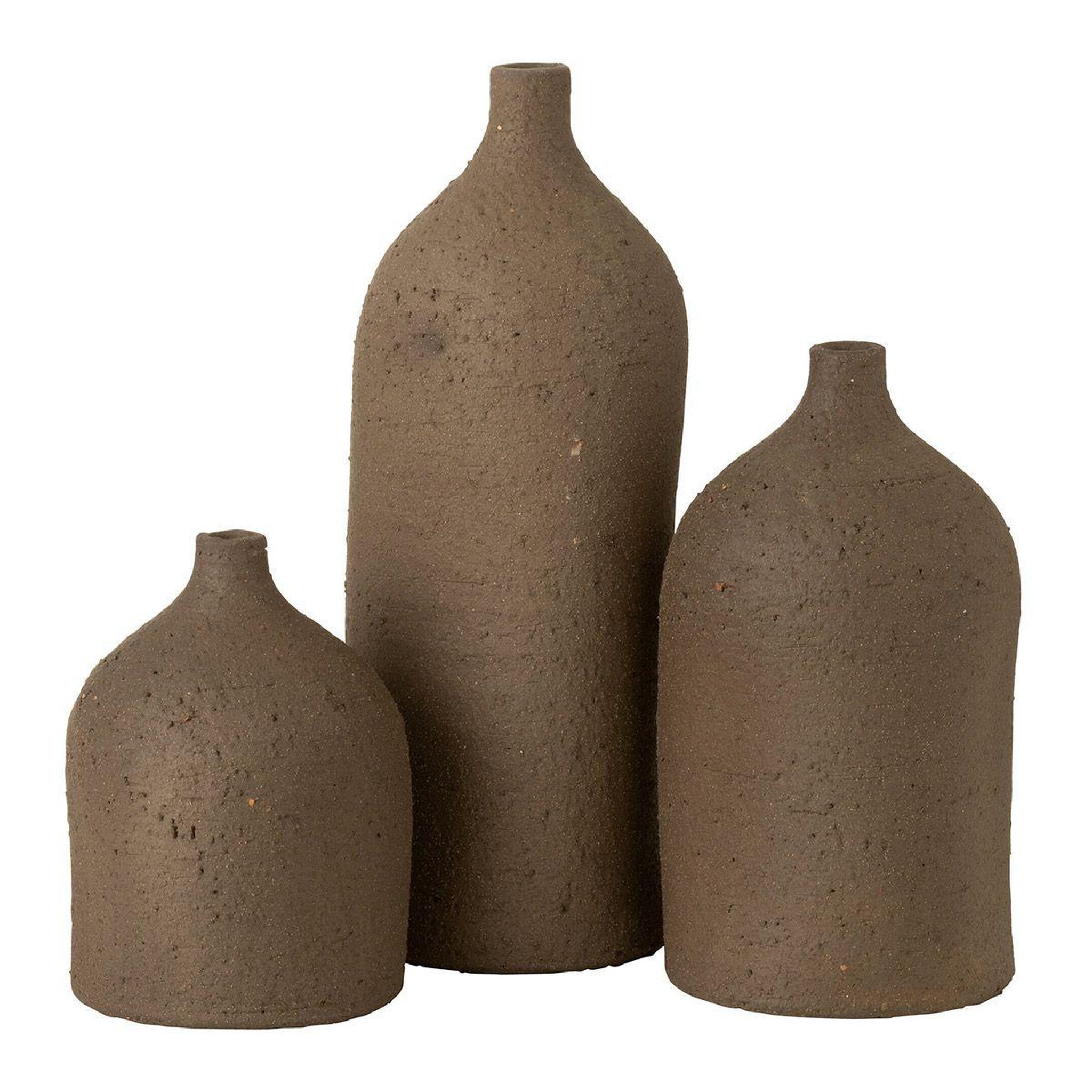 Voir la diapositive 2 : J-LINE Vase bouteille en céramique  enya  28cm marron