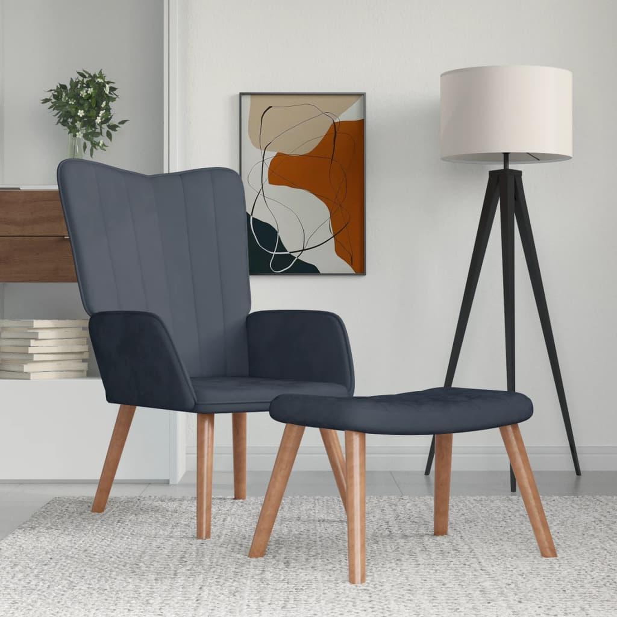 VIDAXL Chaise de relaxation avec repose-pied Gris fonce Velours