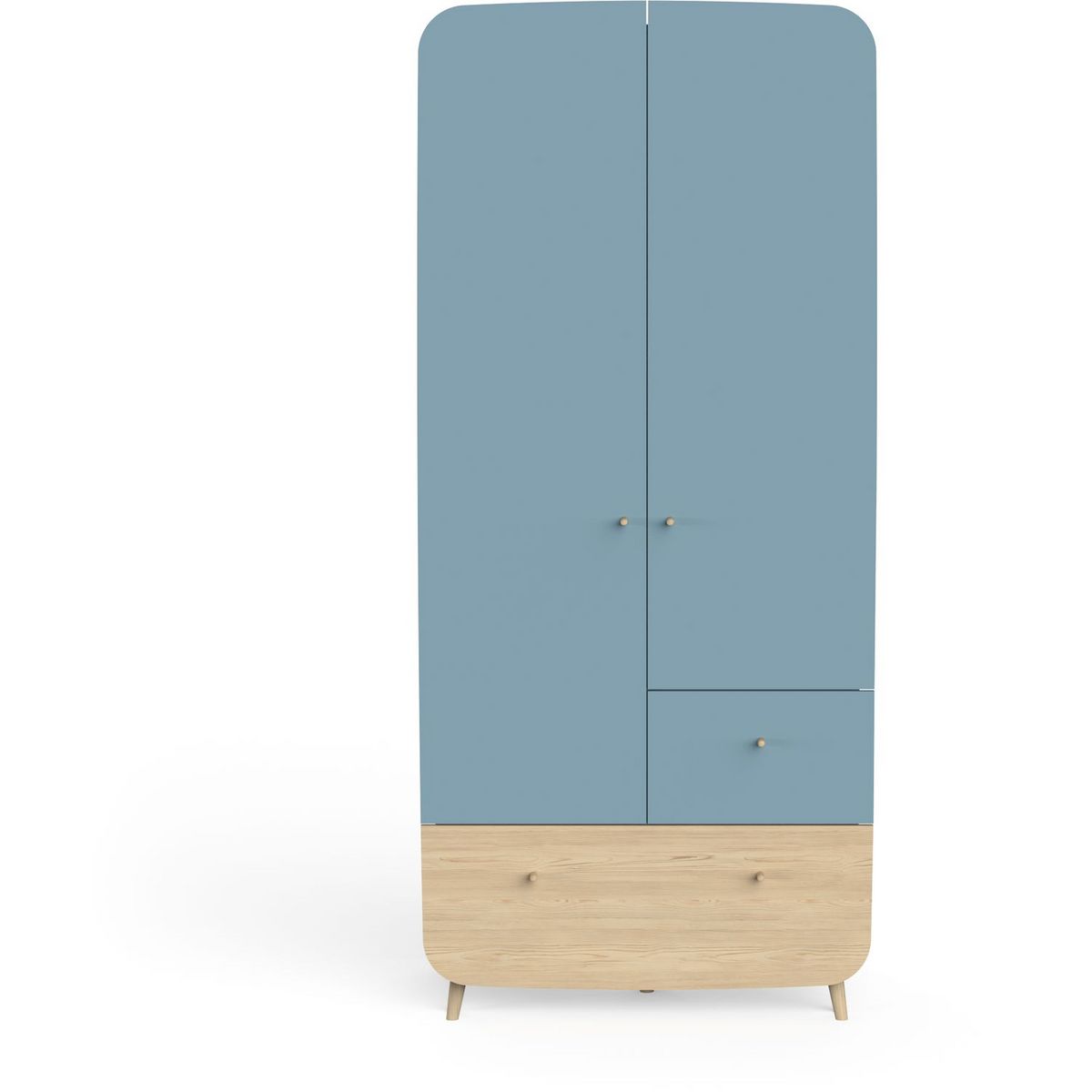 Armoire bébé enfant 2 portes 2 tiroirs bleu LINIA