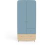 Voir la diapositive 1 : Armoire bébé enfant 2 portes 2 tiroirs bleu LINIA
