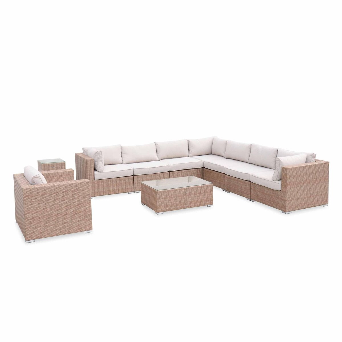 SWEEEK Salon de jardin en résine tressée - Venezia - , Coussins  - 8 à 10 places