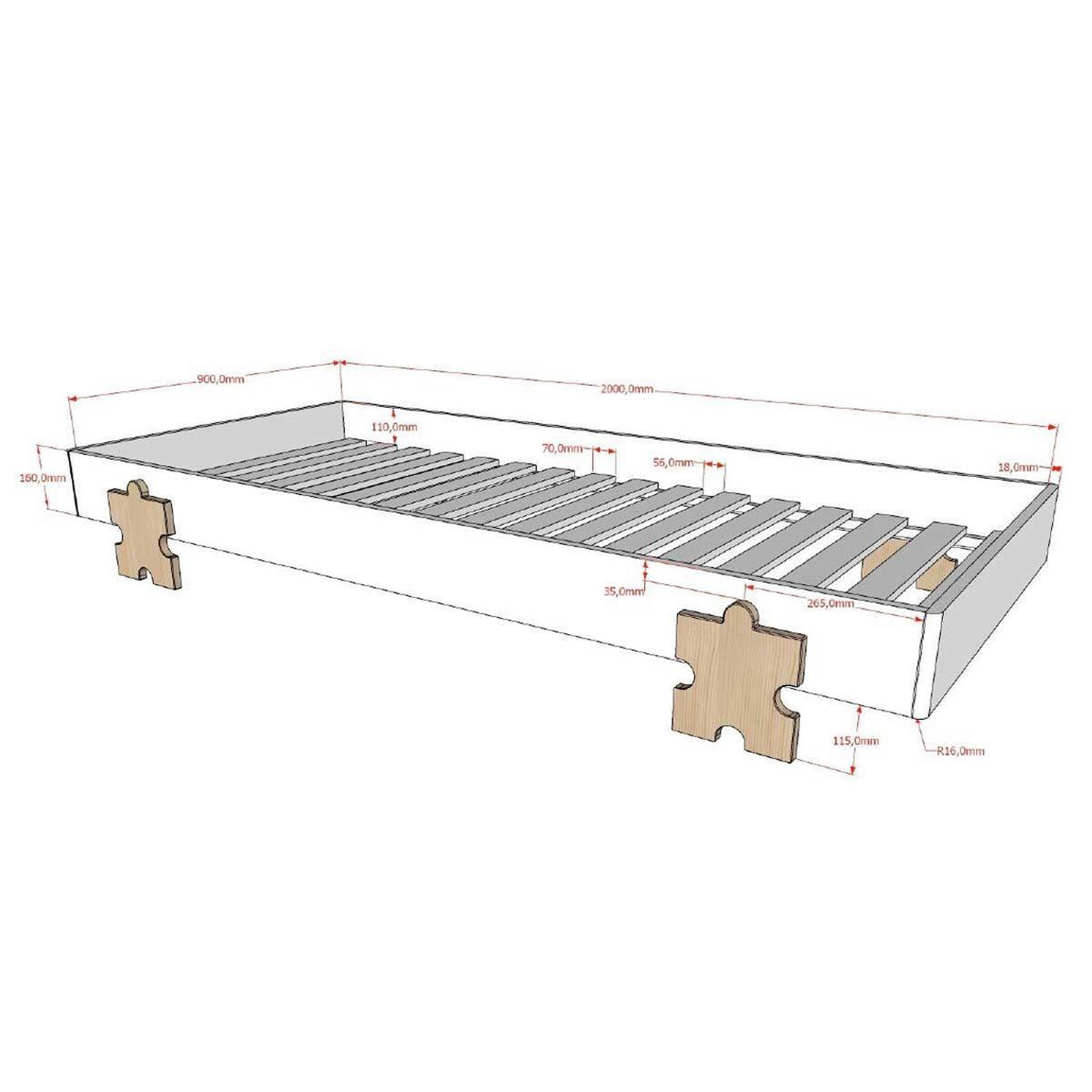Voir la diapositive 5 : Paris Prix Lit enfant en bois  modulo puzzle ii  90x200cm gris