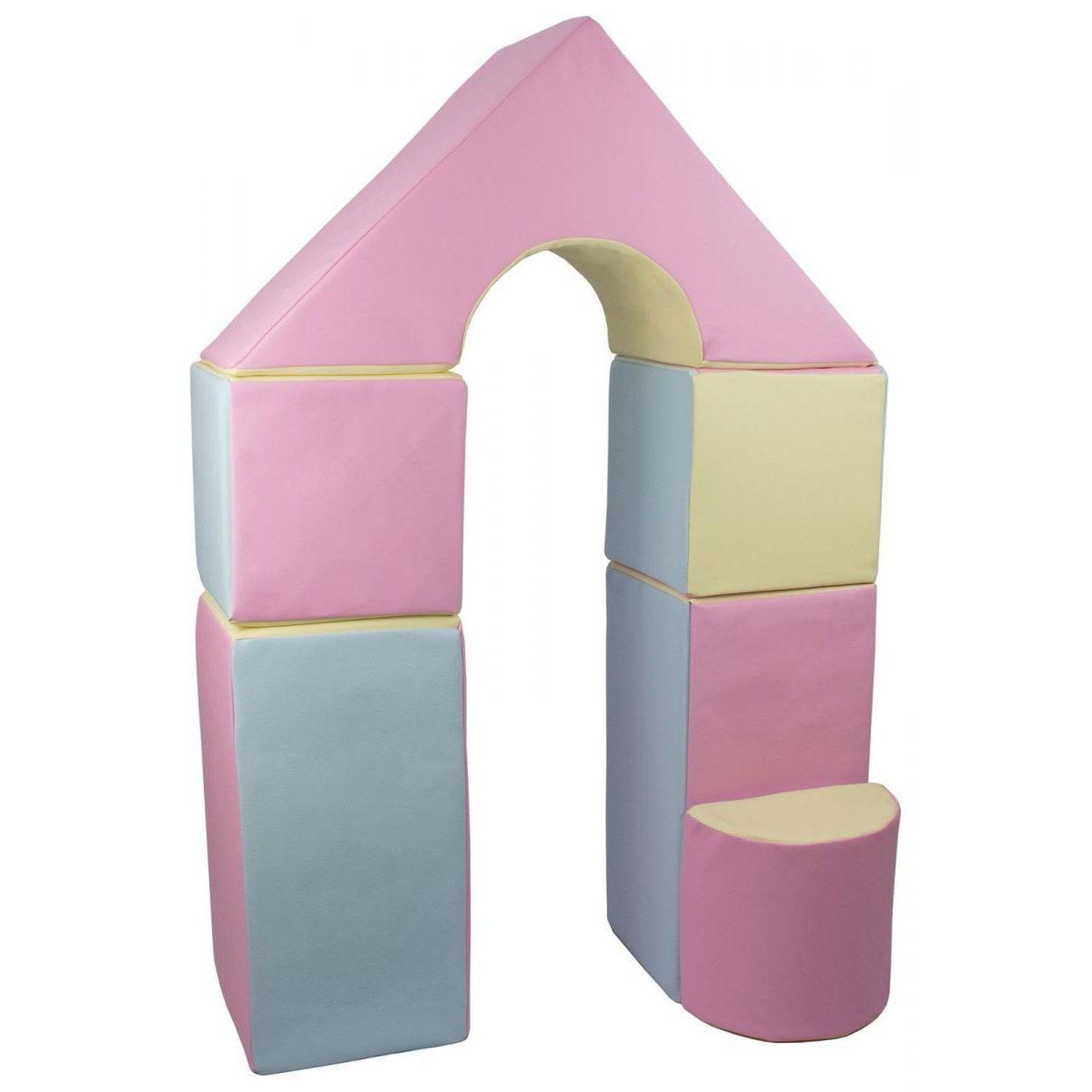 VELINDA Petit château - lot de 11 blocs en mousse pour le jeu rose, bleu, jaune (pastel)