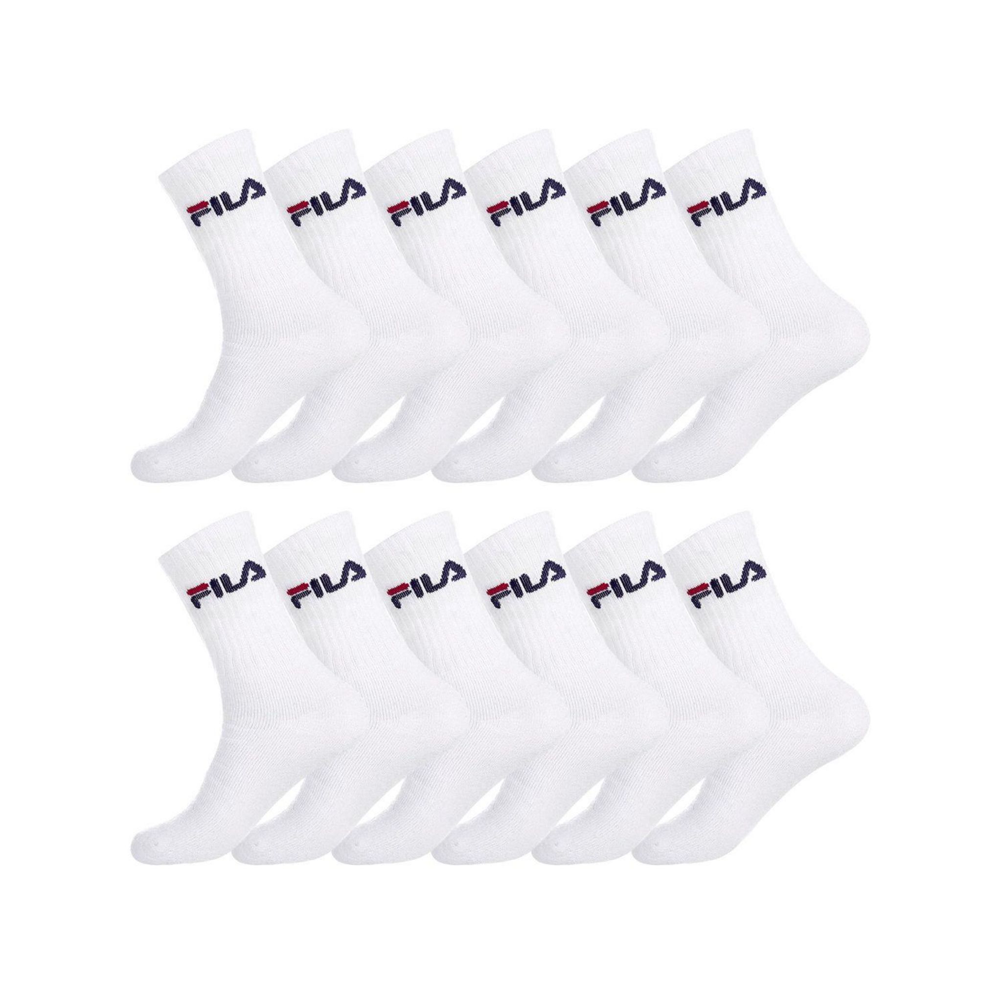 FILA Lot de 12 Paires de Chaussettes Tennis. Coloris disponibles : Blanc