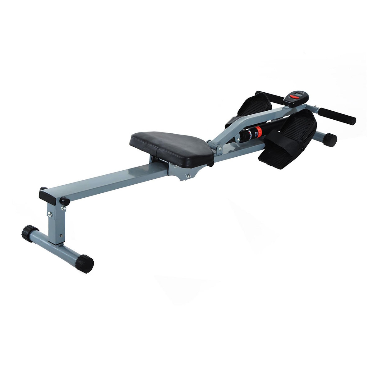 HOMCOM Rameur d'appartement appareil de Fitness et musculation cardio training écran LCD multifonction acier gris et noir