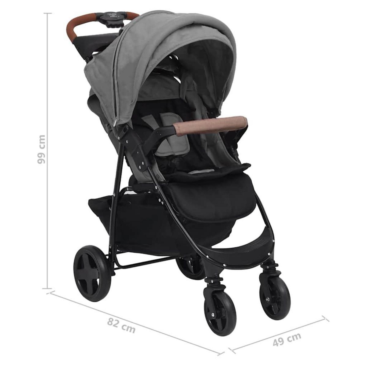 VIDAXL Poussette pour bebe 2-en-1 Gris clair Acier
