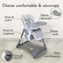 Voir la diapositive 3 : Monsieur Bébé Chaise haute bébé pliable réglable hauteur dossier tablette - Ptit