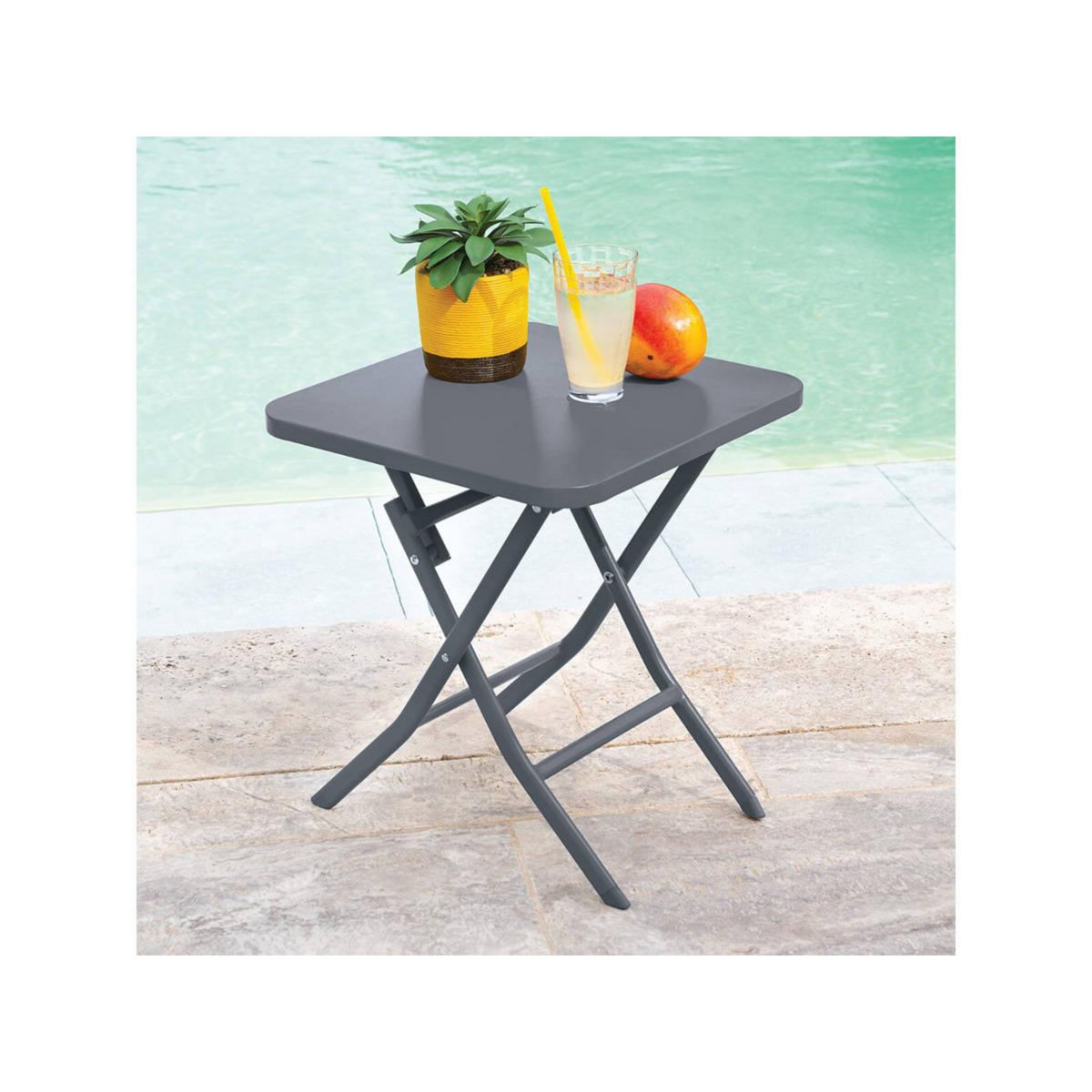 HESPERIDE Table d'appoint carrée pliante Greensboro Graphite - 40 x 40 cm - Hespéride