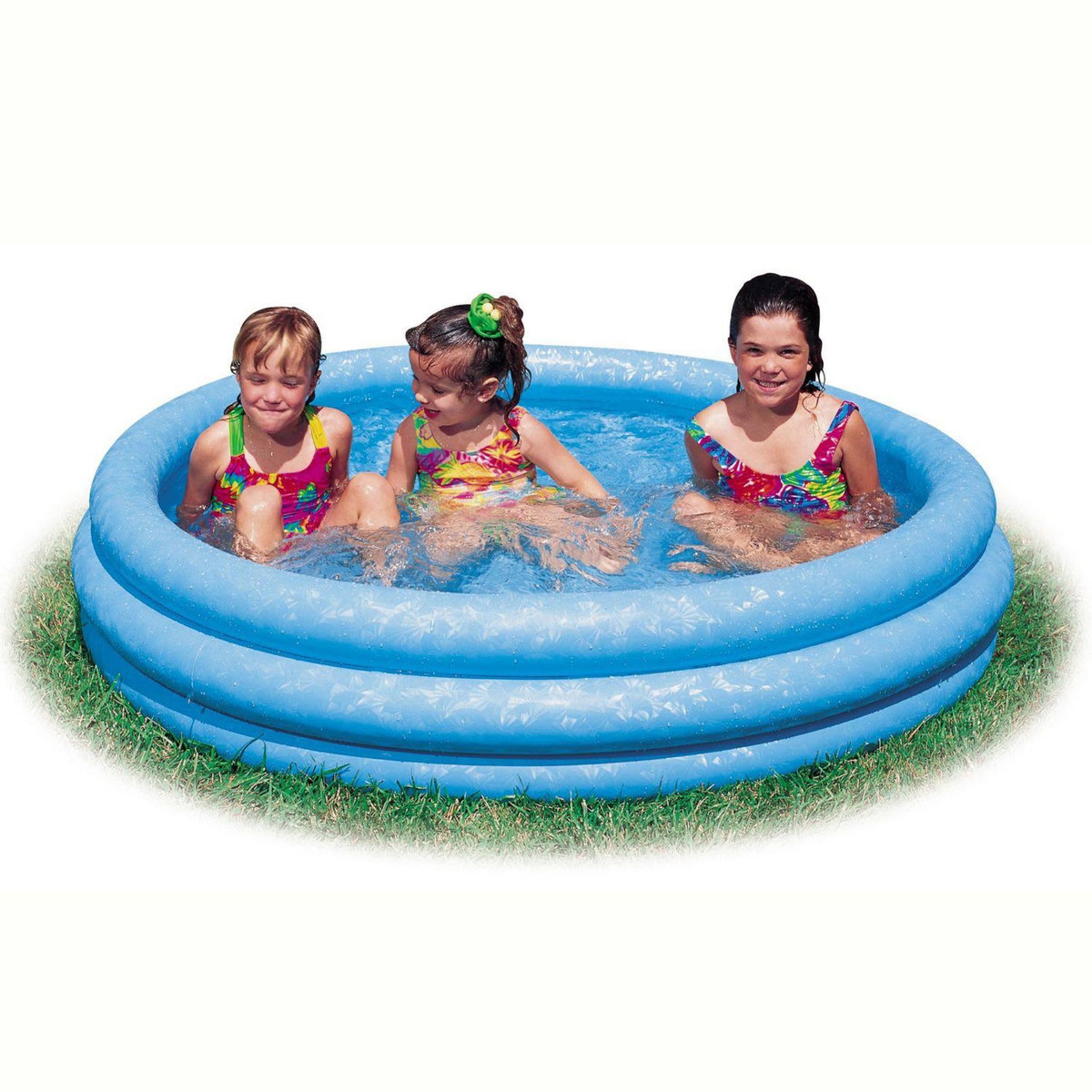 INTEX Piscinette pataugeoire gonflable Cristal - Diam. 168 x H. 40 cm - Bleu