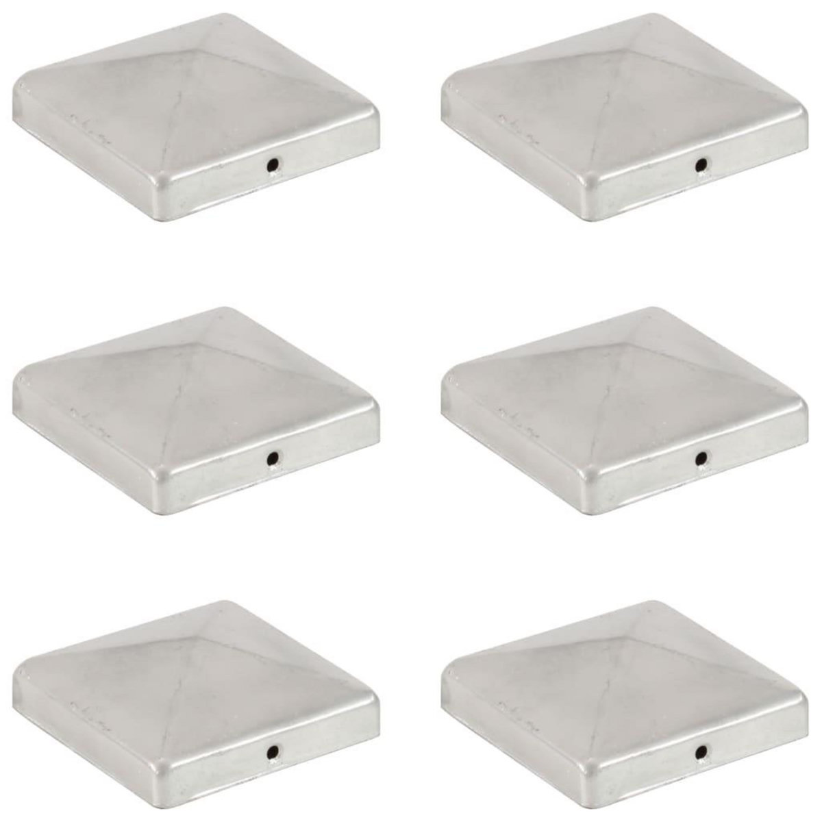 VIDAXL Bouchons de poteau de cloture 6 pcs Metal galvanise 101x101 mm