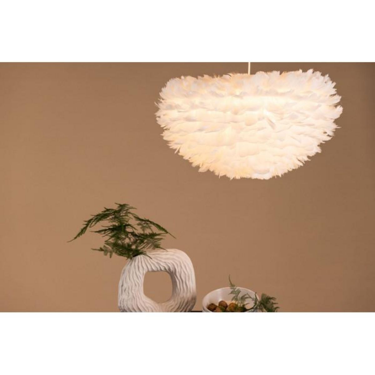 Paris Prix Lampe Suspension en plume  Nicola  60cm Blanc