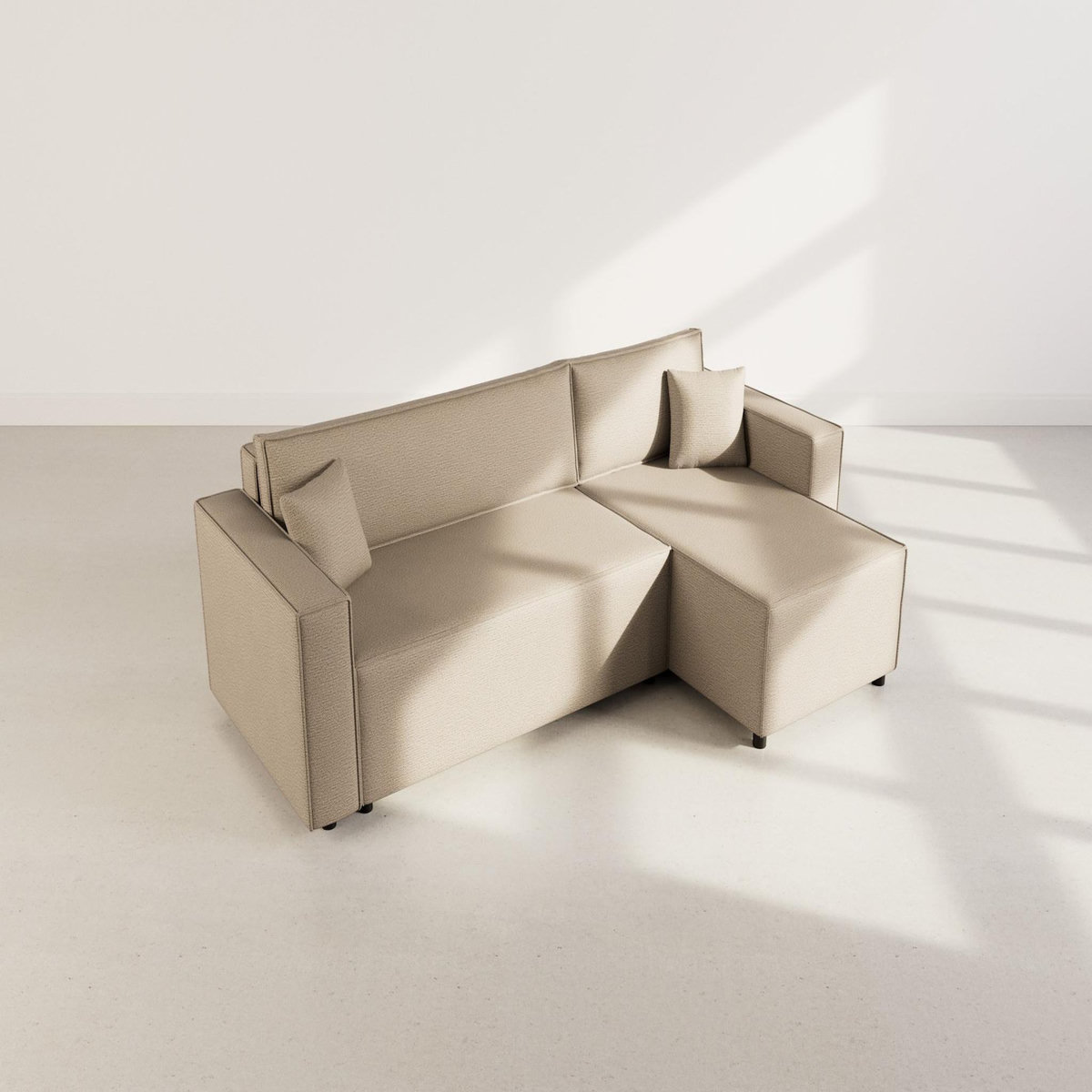 BEST MOBILIER Jonas - canapé d'angle réversible 4 places convertible avec coffre en tissu texturé