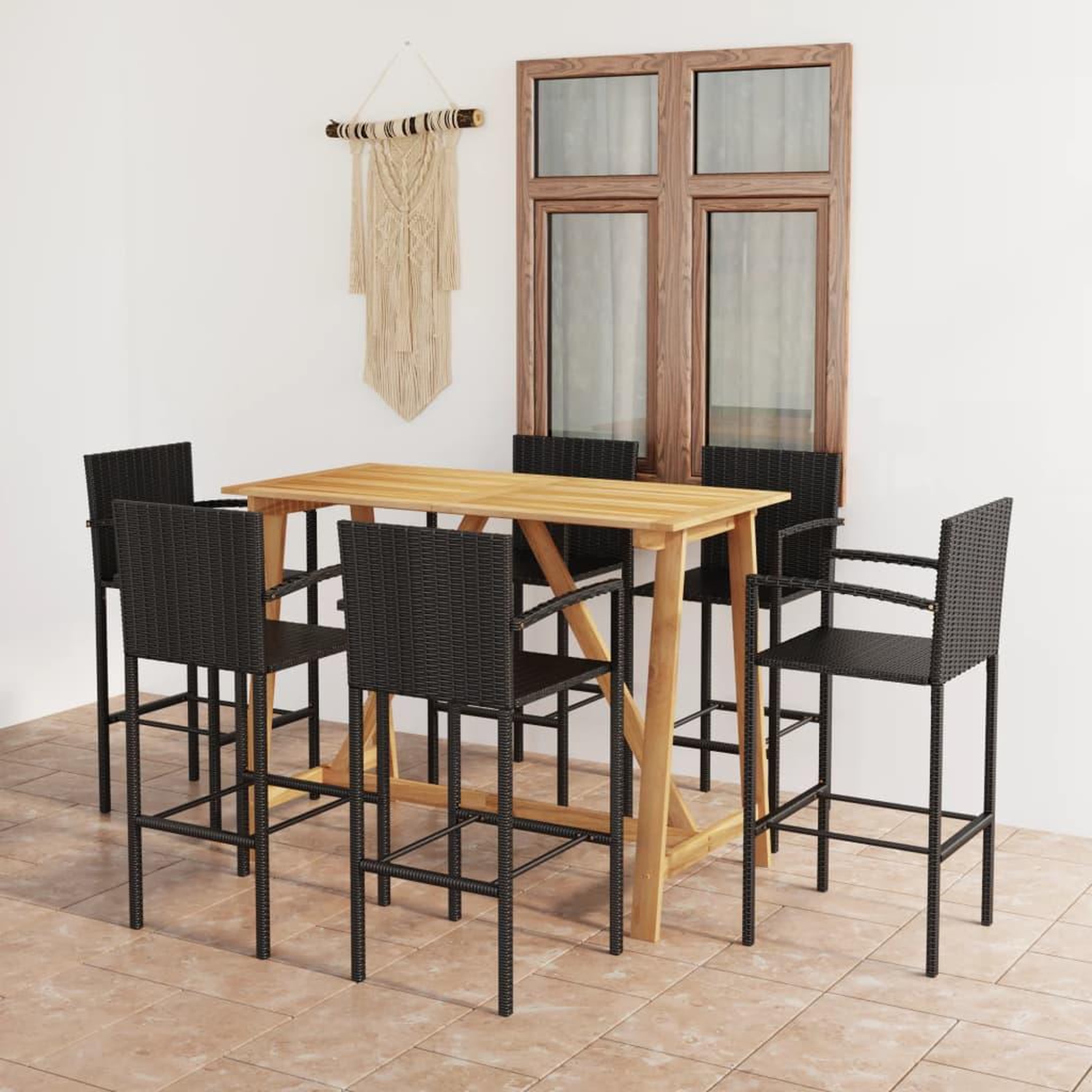 Voir la diapositive 1 : VIDAXL Ensemble de bar de jardin 7 pcs Noir