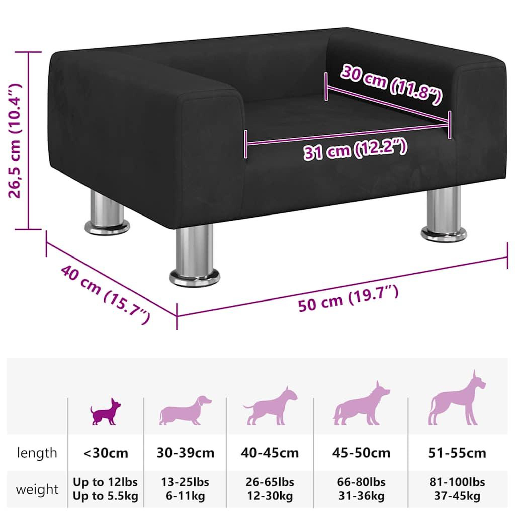 Voir la diapositive 6 : VIDAXL Lit pour chien noir 50x40x26,5 cm velours