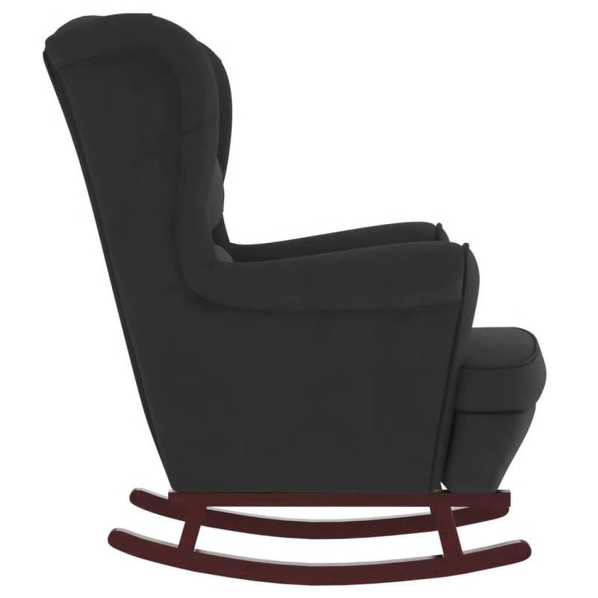 Voir la diapositive 6 : VIDAXL Chaise à bascule avec pieds en bois et tabouret Noir Velours