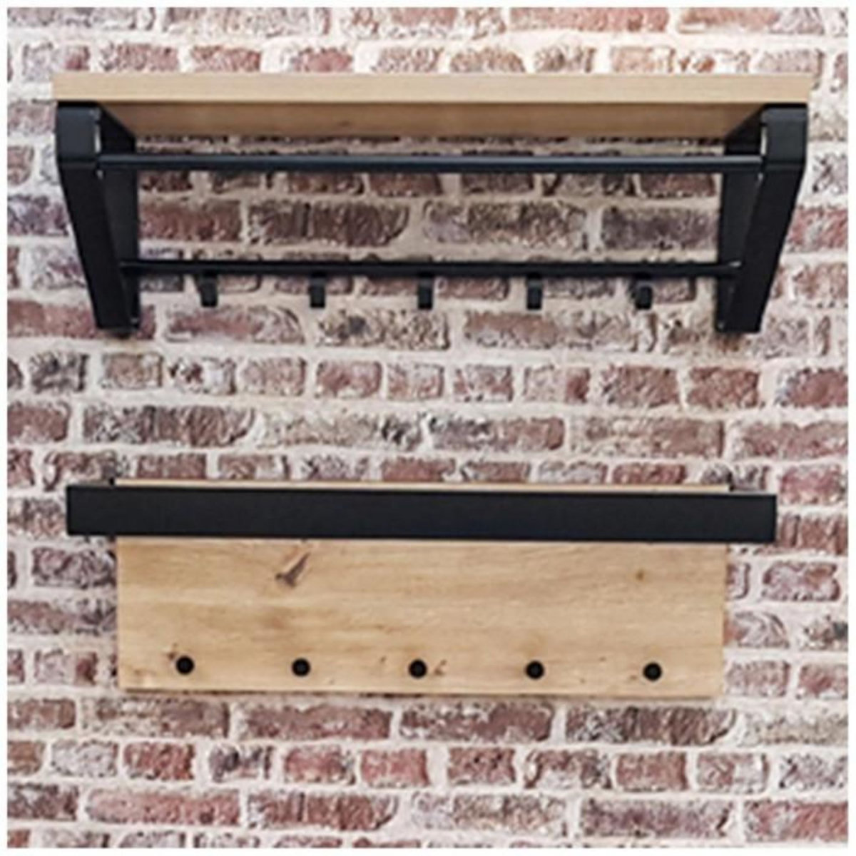 Paris Prix Patère Murale 5 Crochets  Eviola  70cm Chêne & Noir