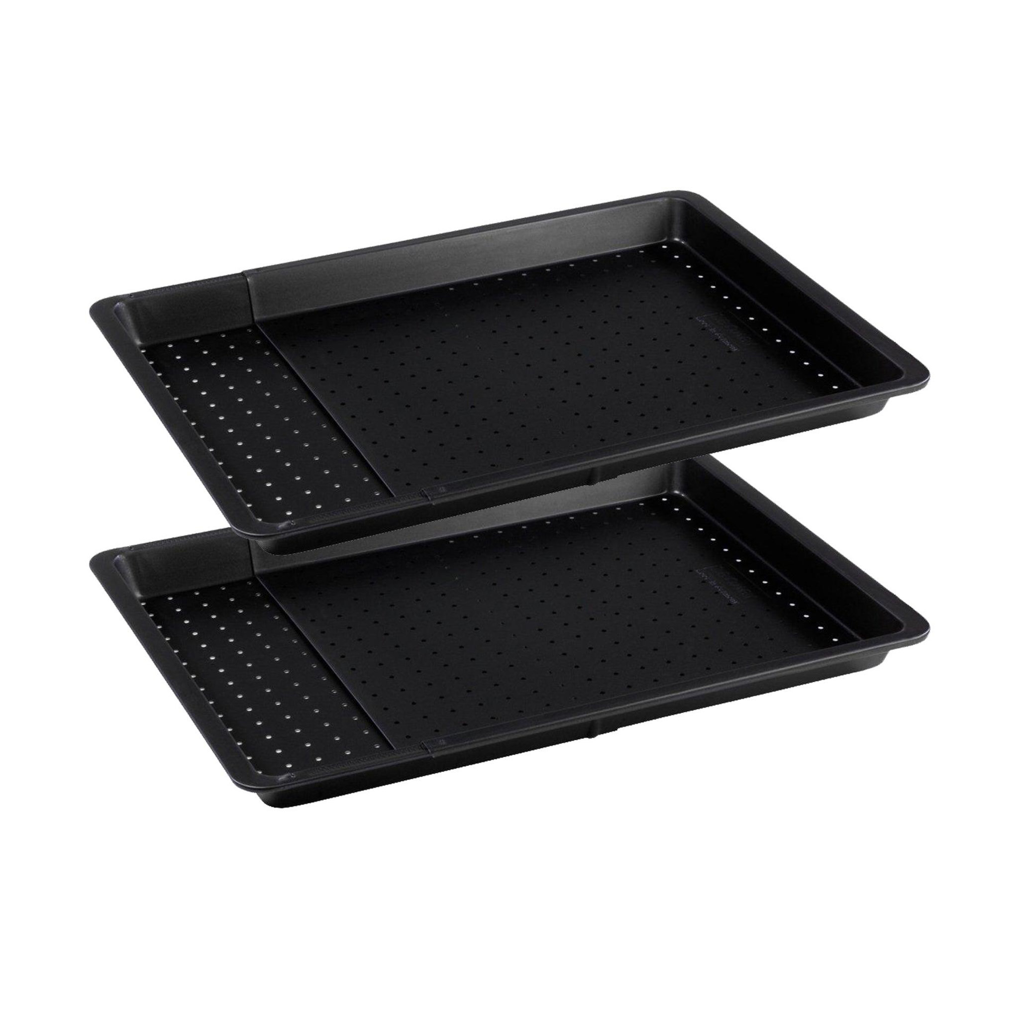 ZENKER Lot de 2 plaques à pizza rectangulaires perforées extensibles 37 à 52 x 33 cm zenker black metallic